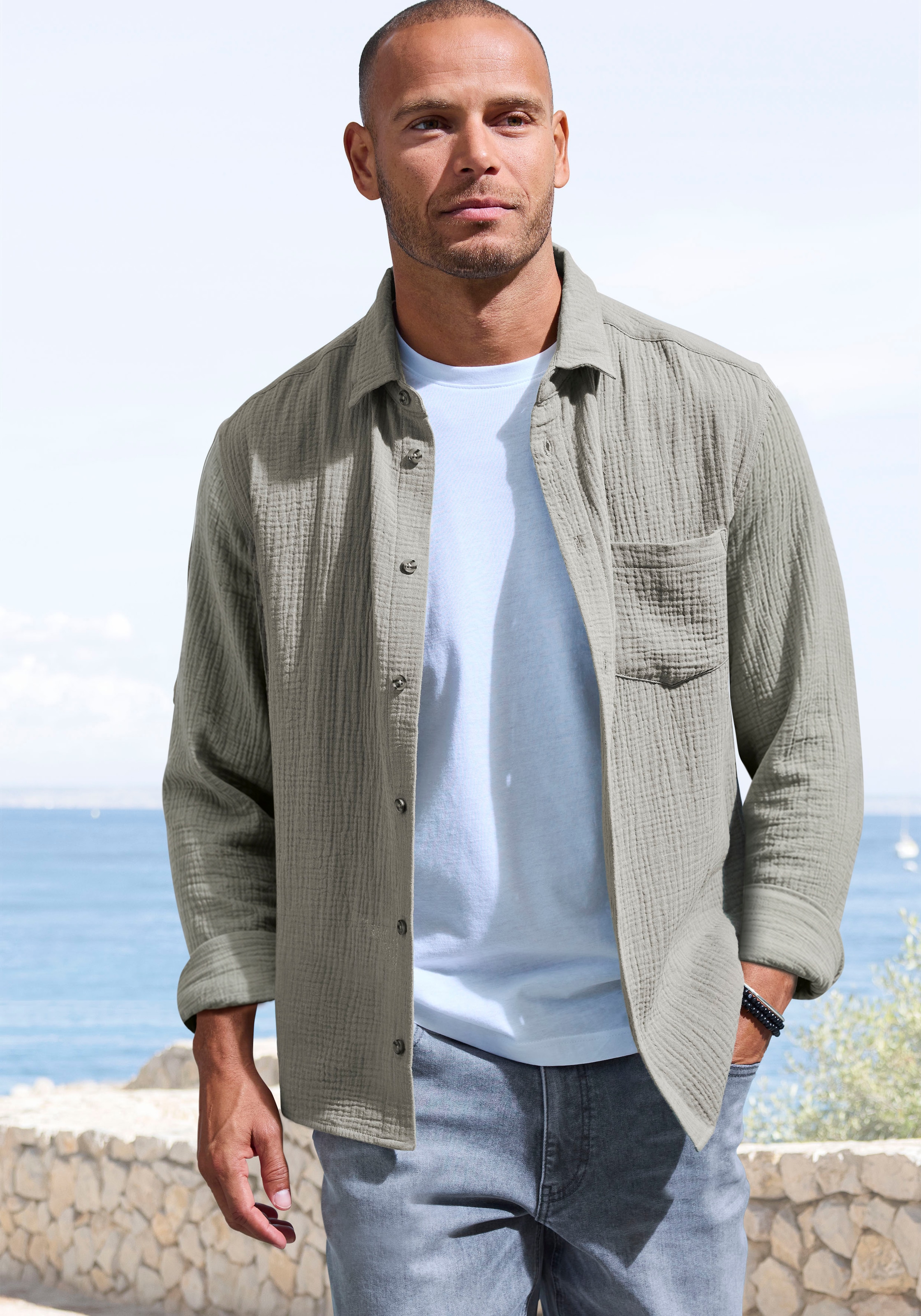 Beachtime Chemise à manches longues »Regular fit« chemise décontractée à manches longues en mousseline