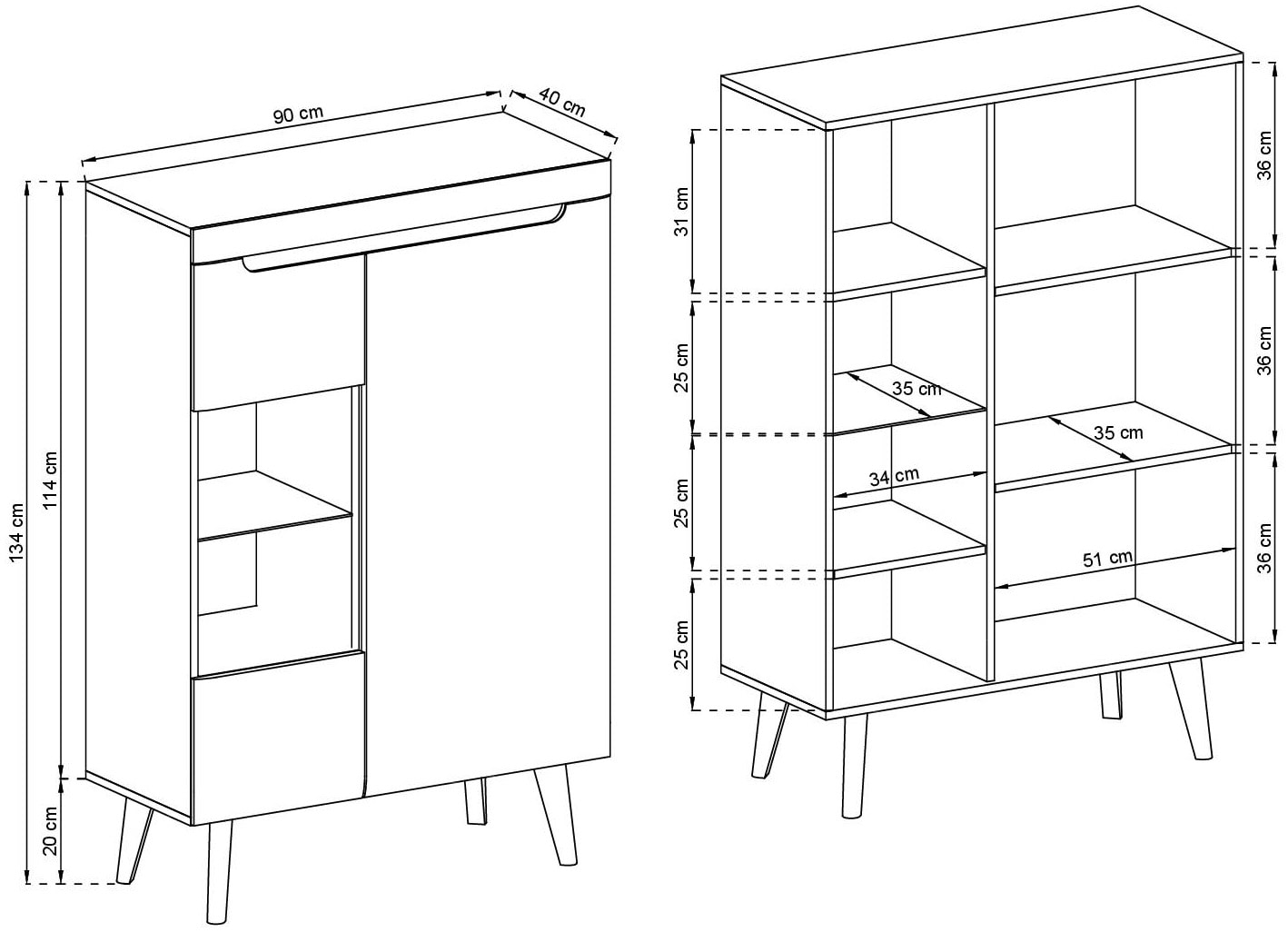 INOSIGN Vitrine »Torge, Hochschrank, Glasvitrine, Standvitrine, Vitrinenschrank«, (1 St.), in drei verschiedenen Farben verfügbar, Glastür & -boden, 90 cm breit