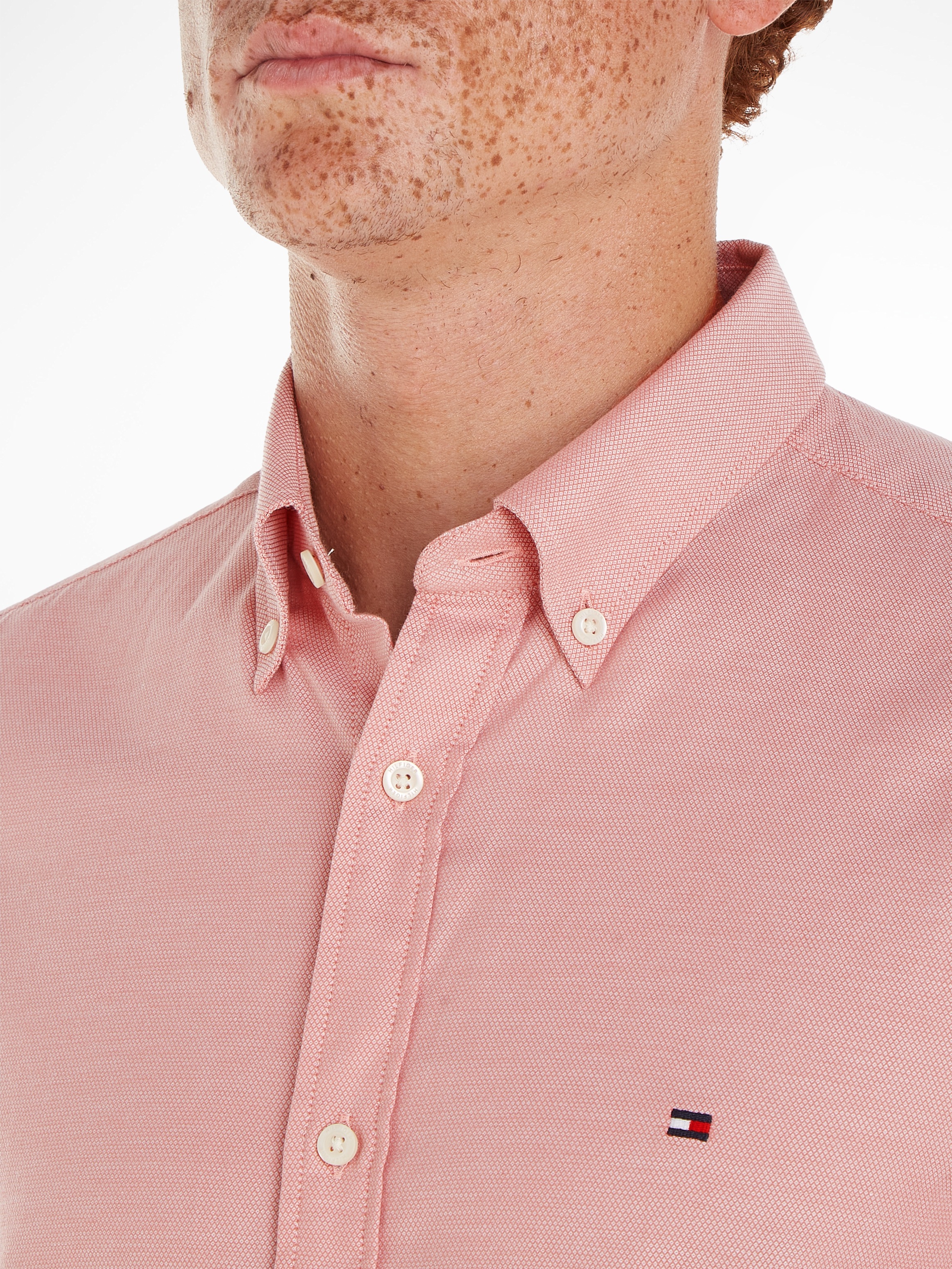 Tommy Hilfiger Langarmhemd »FLEX DOBBY Slim Fit SHIRT« mit Knopfleiste