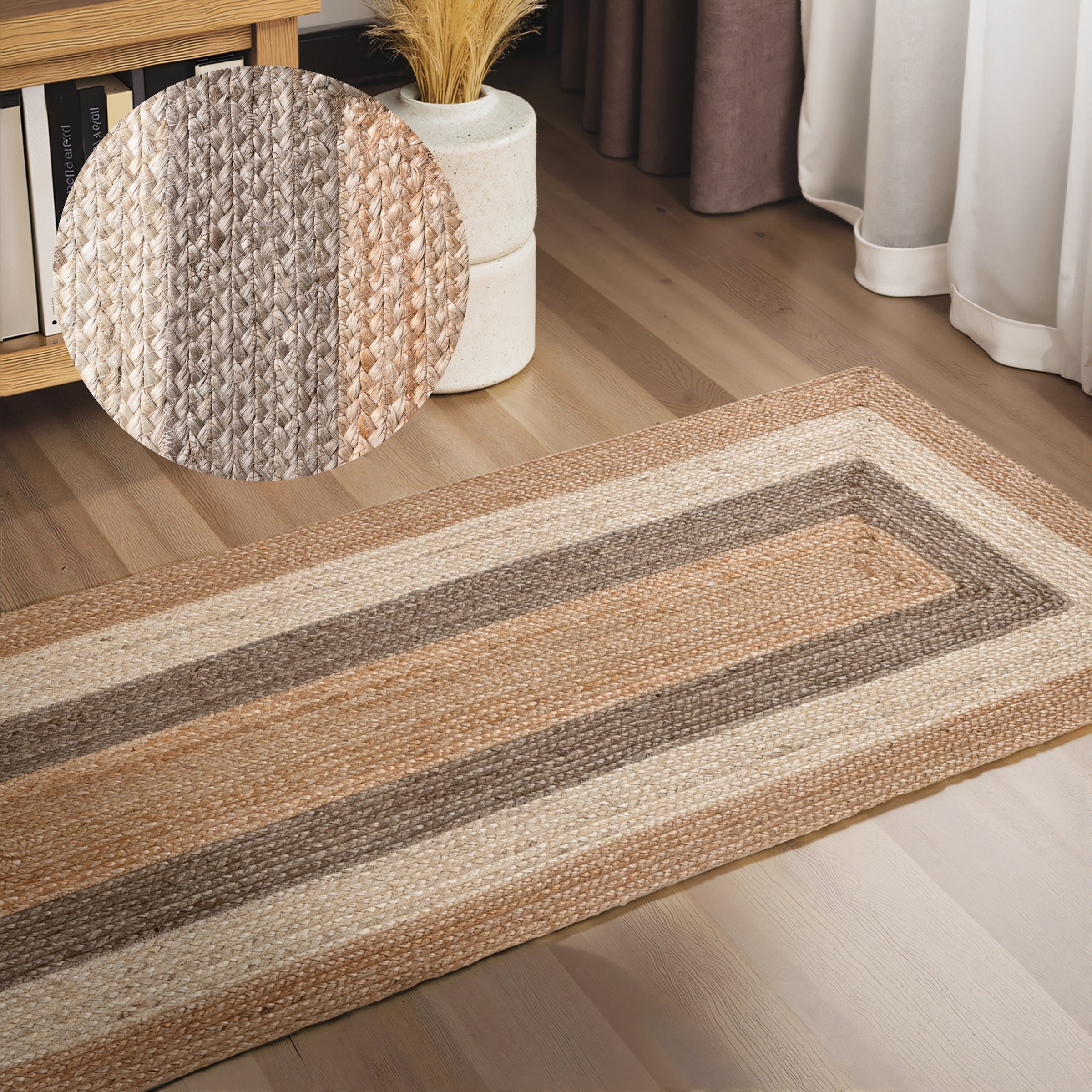 Image of HANSE Home Teppich "Juno Fusion Juteteppich" rechteckig 9 mm Höhe Jute, Shape, Handgemacht, Wohnzimmerteppich, Naturteppich, Wohnzimmer