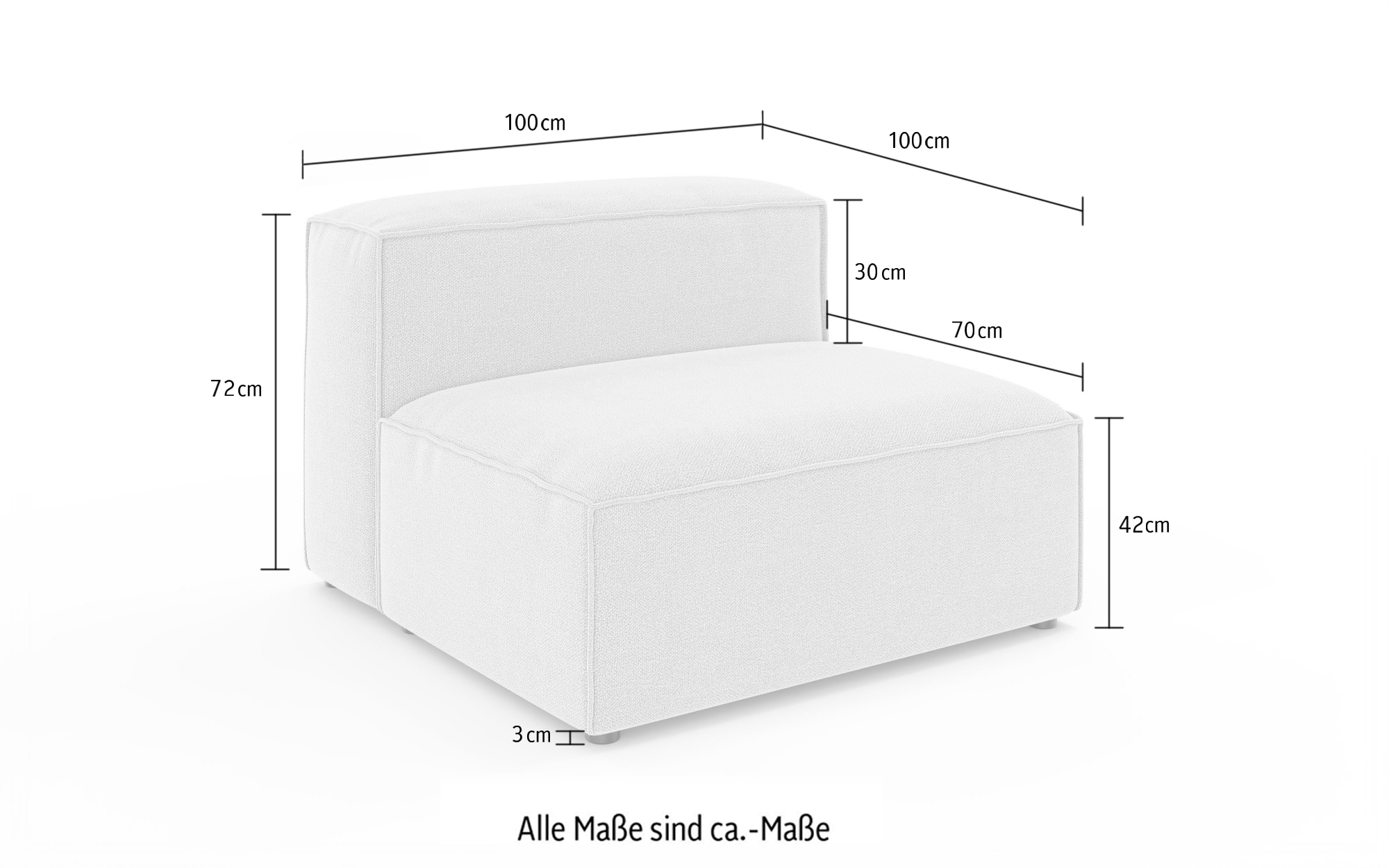 INOSIGN Sessel »HAILY Sofa-Mittelelement, Masse B/T/H: 100/100/72 cm«, als Modul oder separat verwendbar, für individuelle Zusammenstellung