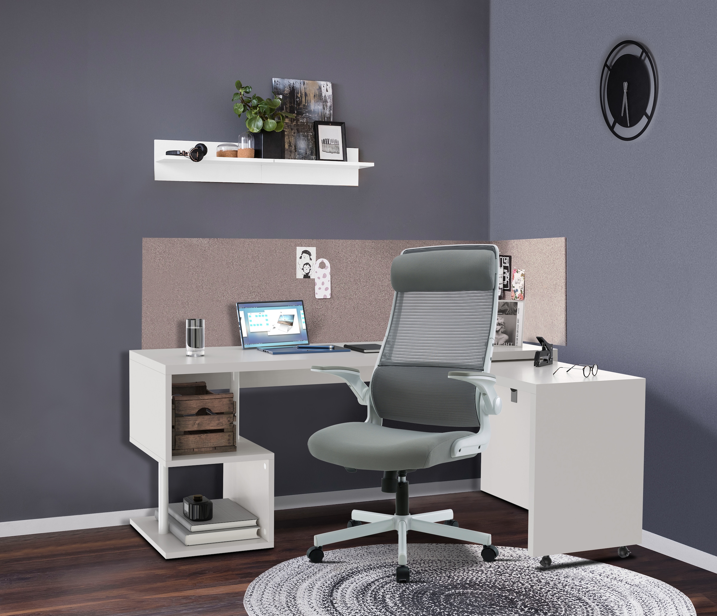 Places of Style Bürostuhl »Menton, ergonomischer Schreibtischstuhl«, Netzstoff, inkl. Kopfkissen, Lendenwirbelstütze, modernes Design