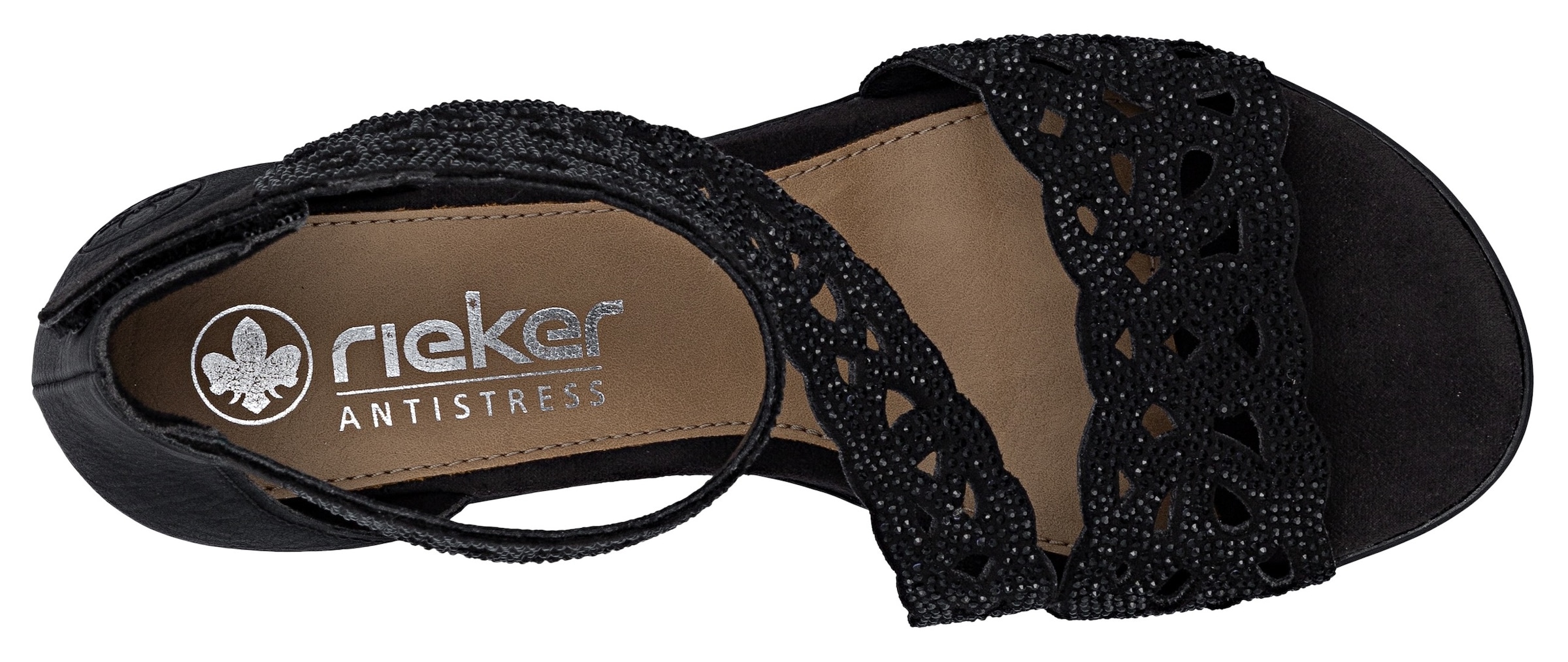 Rieker Sandales  chaussure de fête, talon bloc, avec fermeture velcro pratique