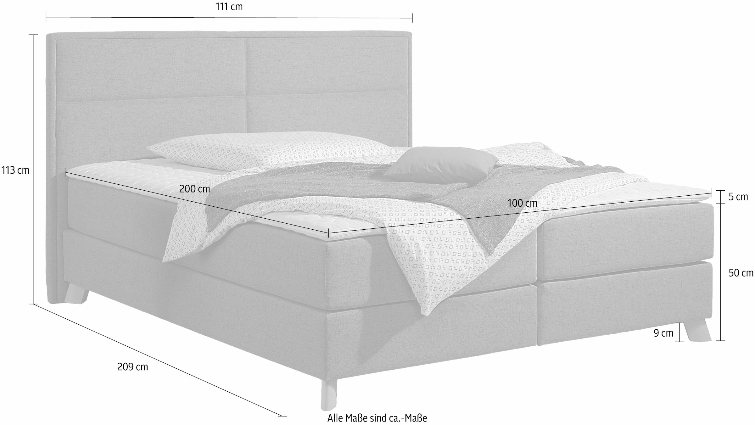 Home affaire Lit boxspring »Caria« in 5 Breiten, 3 Matratzen-Ausführungen, 2 Härtegraden, Topper