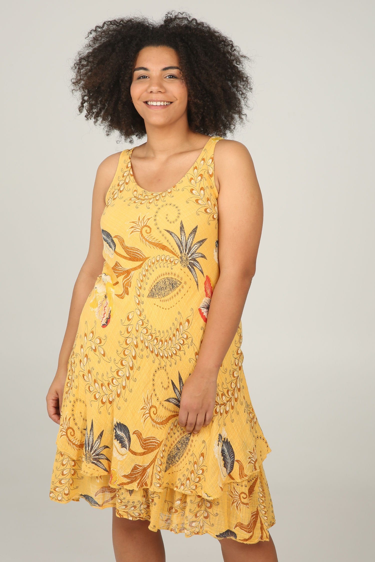 Maxikleid »Langes Kleid aus Leinengaze mit Blumenaufdruck«