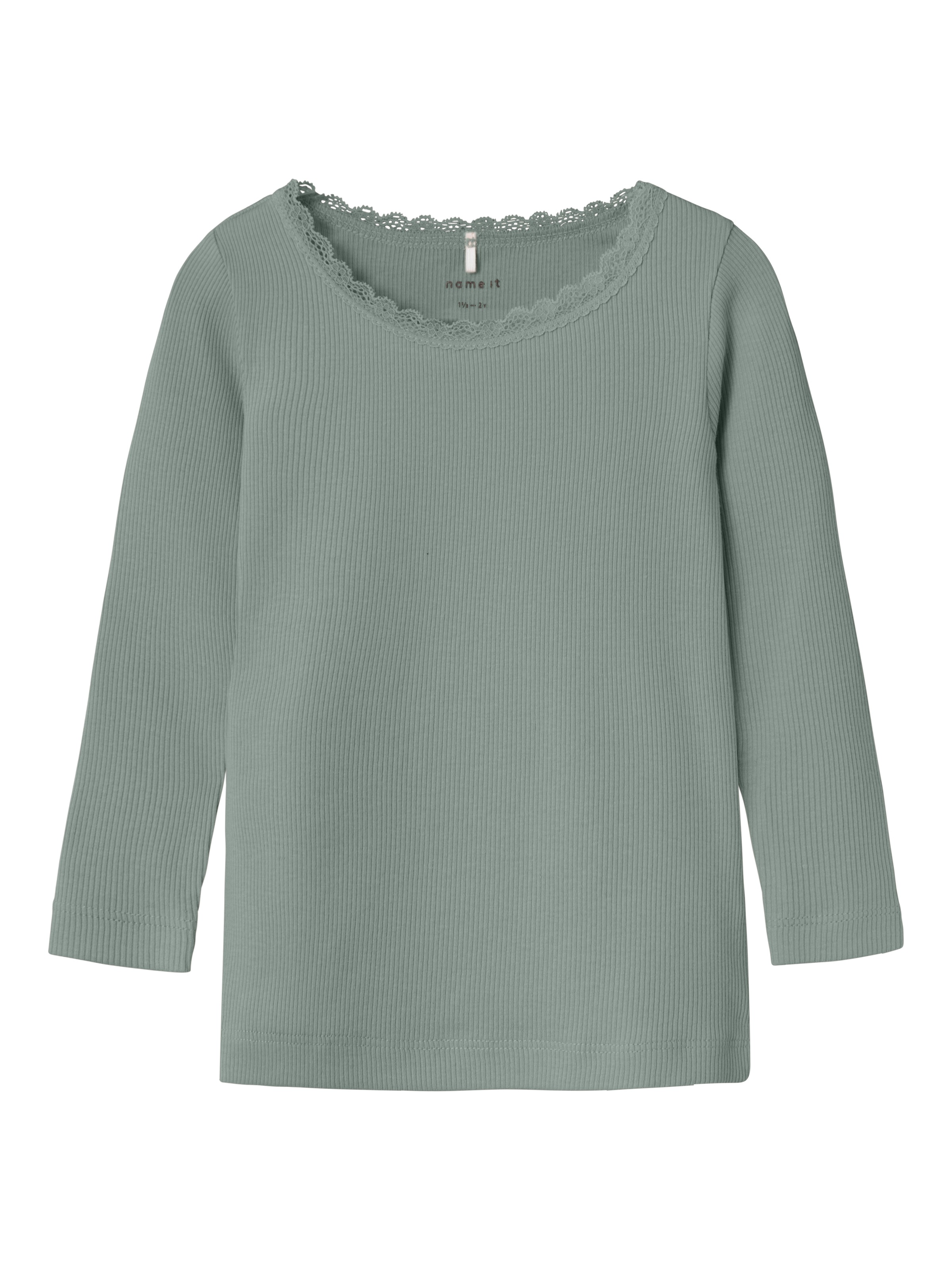Name It Langarmshirt »NMFKAB LS TOP NOOS«, in Feinripp und mit süsser Spitzenkante am Ausschnitt