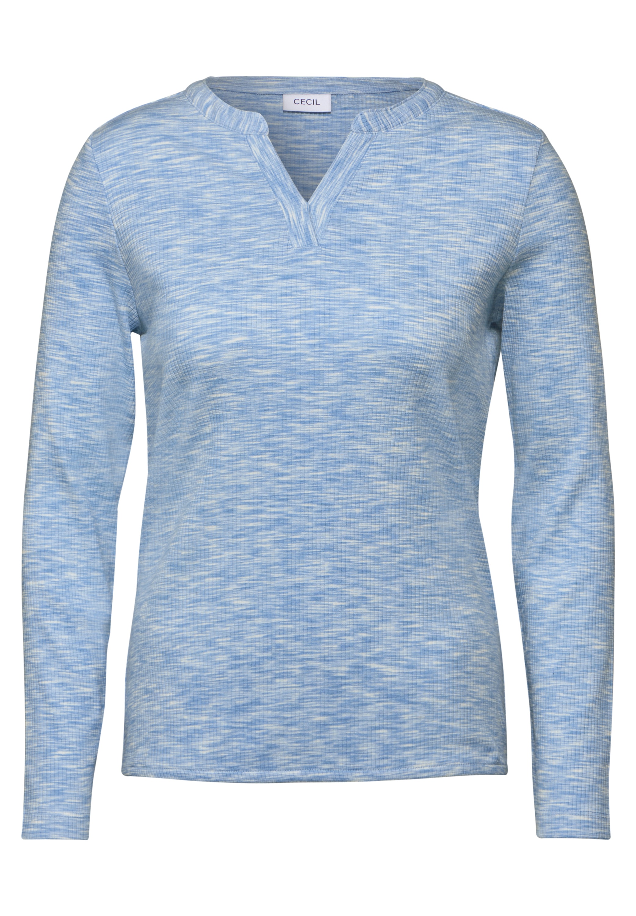 Cecil Langarmshirt, mit Rippstruktur, meliert
