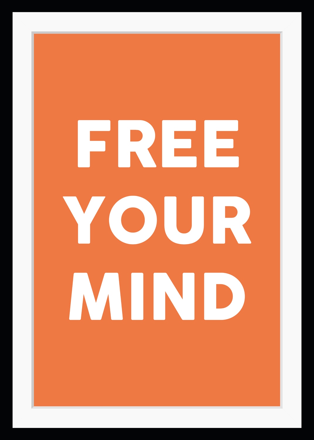 Image of queence Bild "FREE YOUR MIND" Motivationsbilder Schriftzug Sprüche & Texte HD Premium Poster-Druck inkl. Holzrahmen
