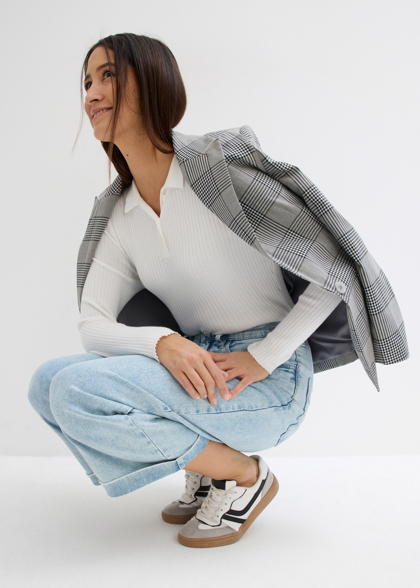 bonprix 7/8-Jeans verkürztes 7/8-Design, weites Bein, Loose Fit, mit Elasthan-Anteil