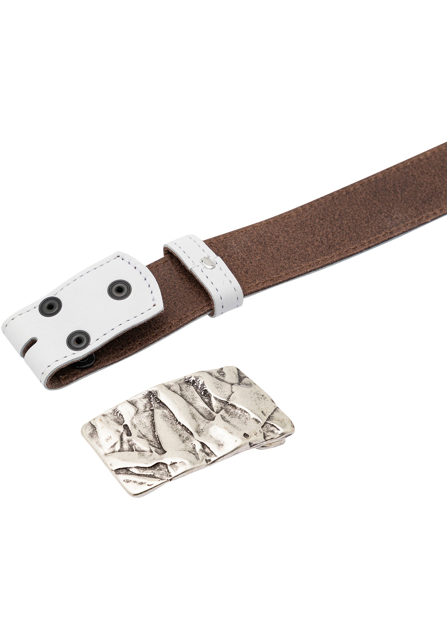 Rettungsring Gürtel Ceinture en cuir mit austauschbarer Schliesse »Felswand Silber«