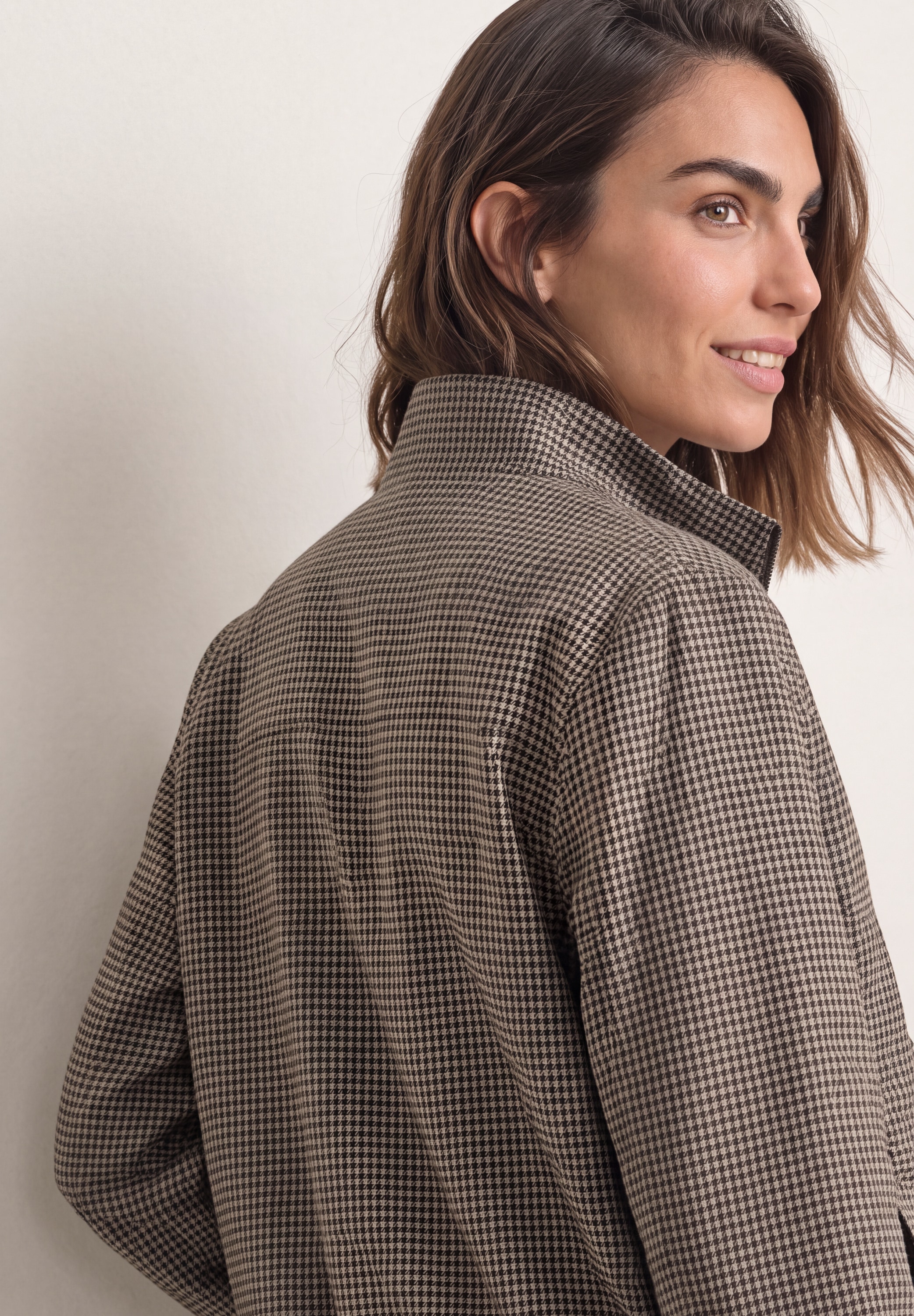 STREET ONE Blouson ohne Kapuze mit Houndstooth Muster und Zipper