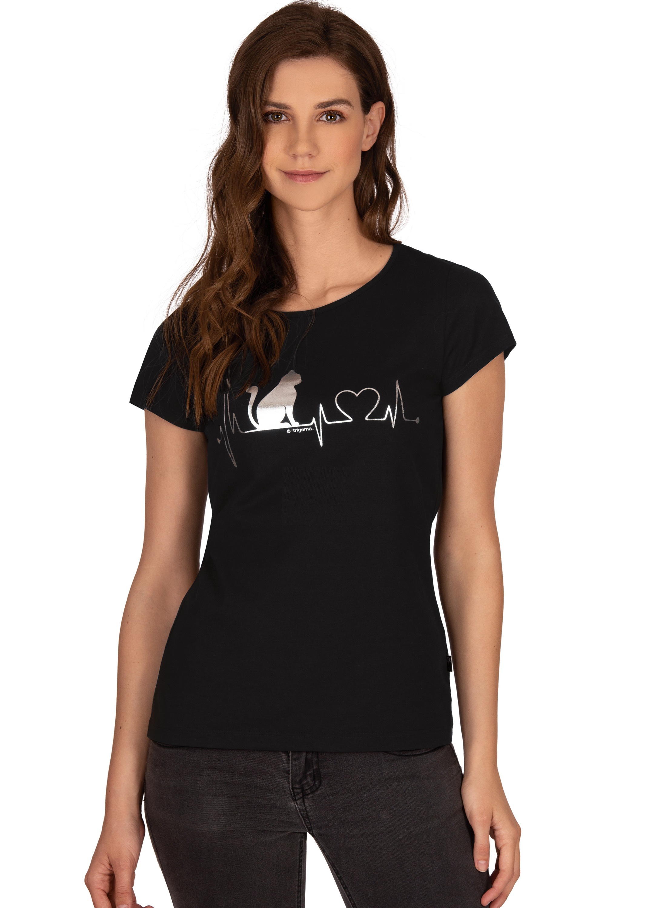 Image of Trigema T-Shirt, mit 1/4-Arm und Katzen-Druckmotiv bei Ackermann Versand Schweiz