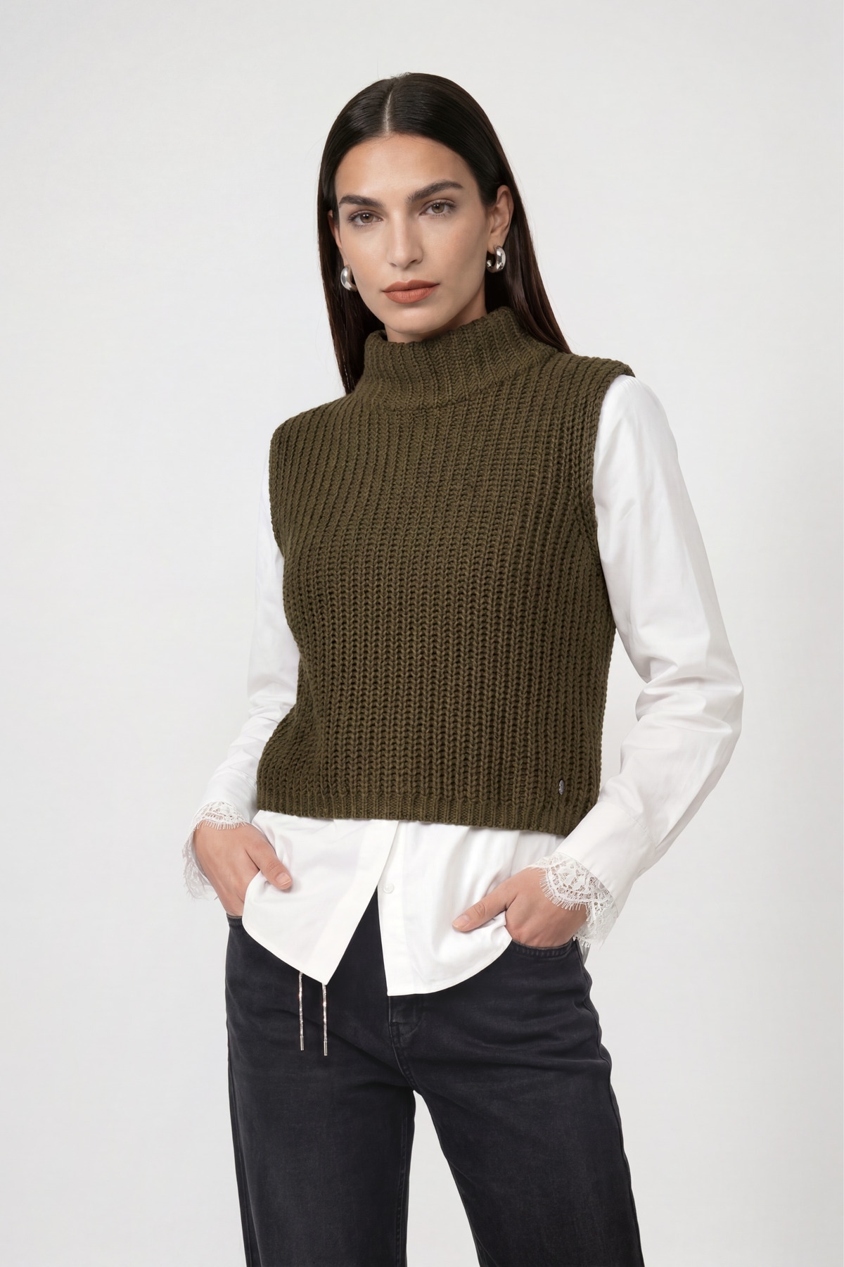 Monari Pullunder »Pullunder Basic Chenille« Regular fit mit Stehkragen