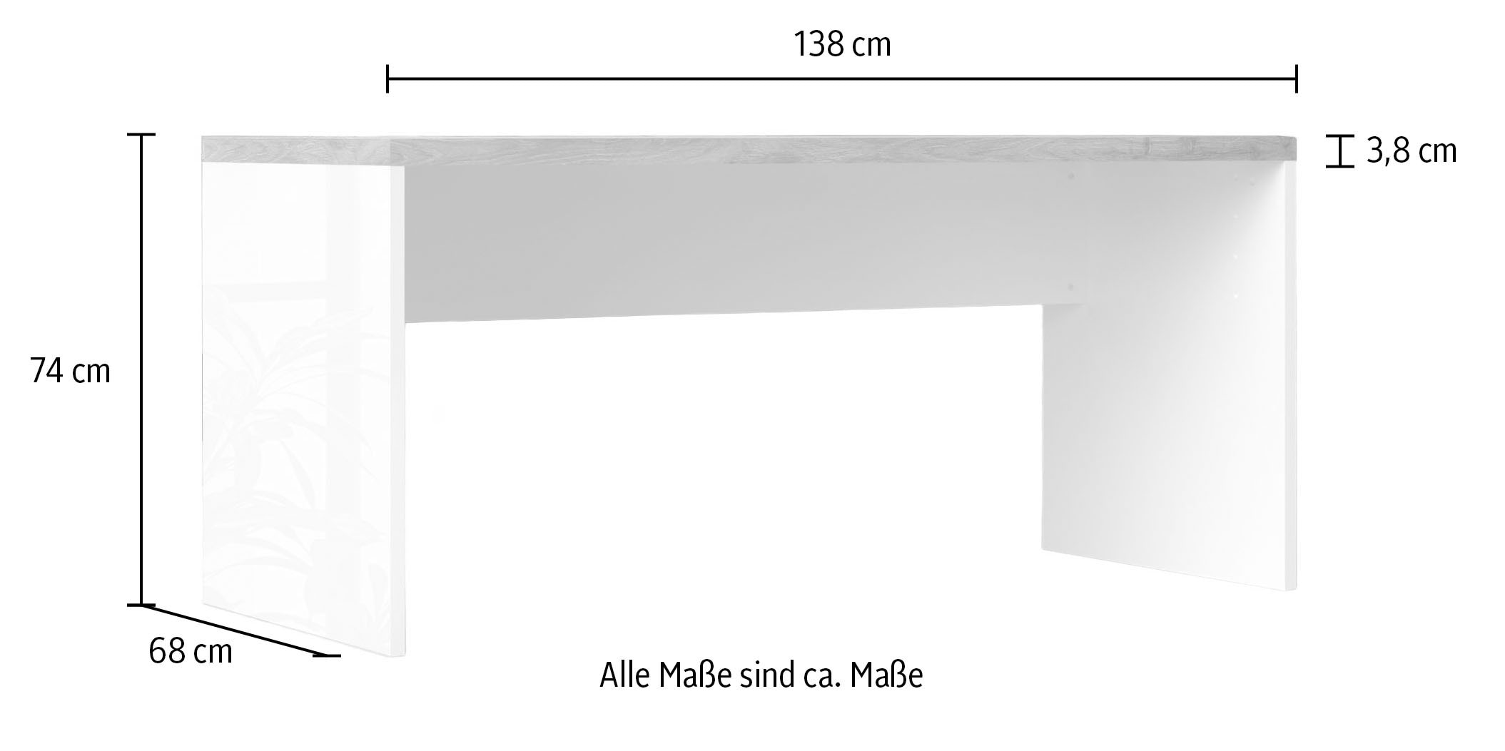INOSIGN Schreibtisch »Easy, Computertisch – 38 mm Platte, perfekt fürs Büro & Homeoffice« Breite 138 cm, in 2 Grössen, optional erweiterbar