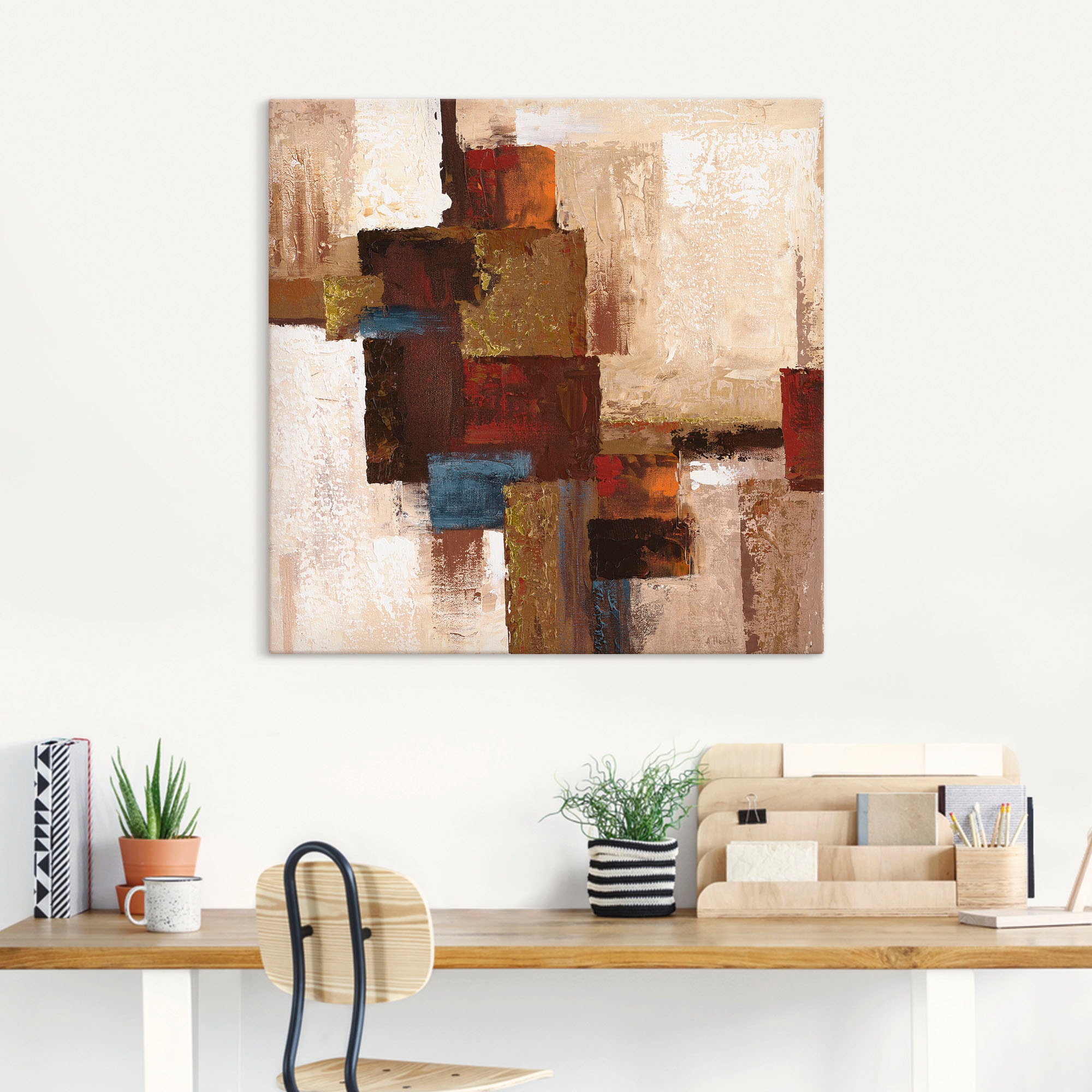 Artland Tableau sur toile »Karos Abstrakt I« 1 cuis tlg. auf Holzrahmen gespannt