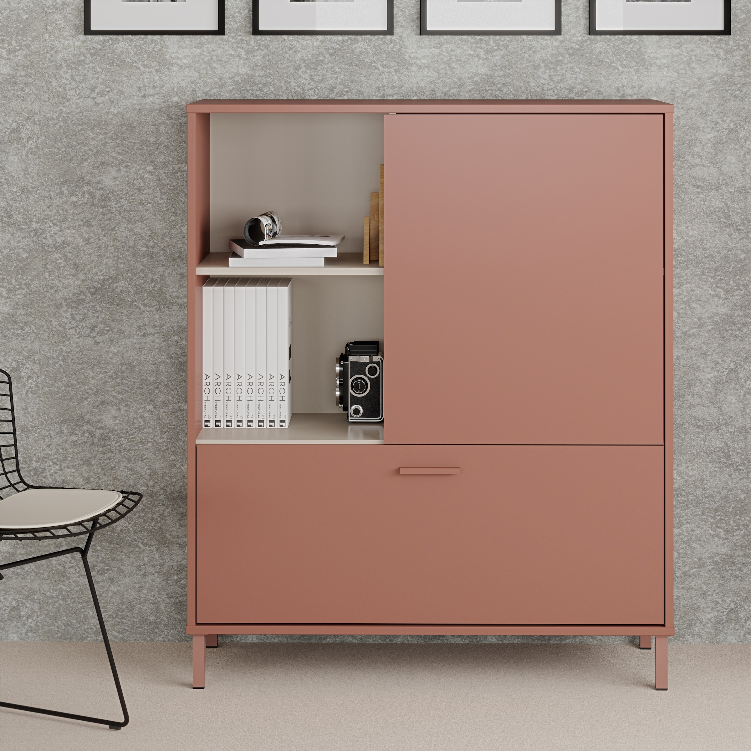 FORTE Hochkommode »Milles Jugendzimmer« Trendiges Dekor, Vollauszug, B/H/T 105,9/124,8/41,5