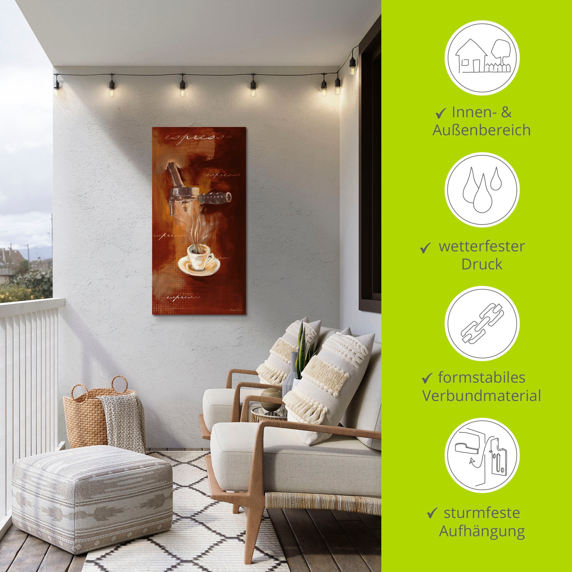 Artland Impression alu-dibond »Espresso I« 1 cuis tlg. für Innen- und Aussenbereich geeignet, Outdoorbild