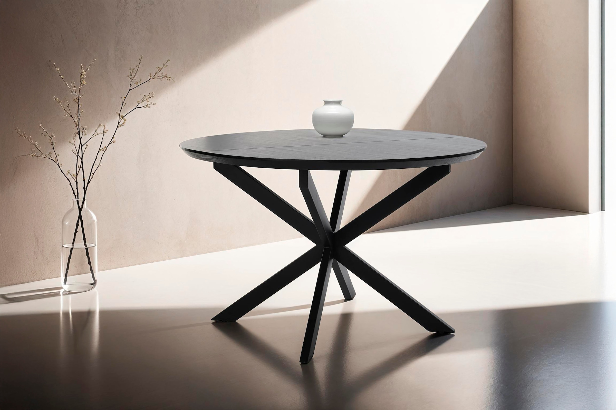 Image of byLIVING Esstisch "Oregon" Auszug 120-160 cm, mit Schweizer Kante, Eichen-Optik schwarz