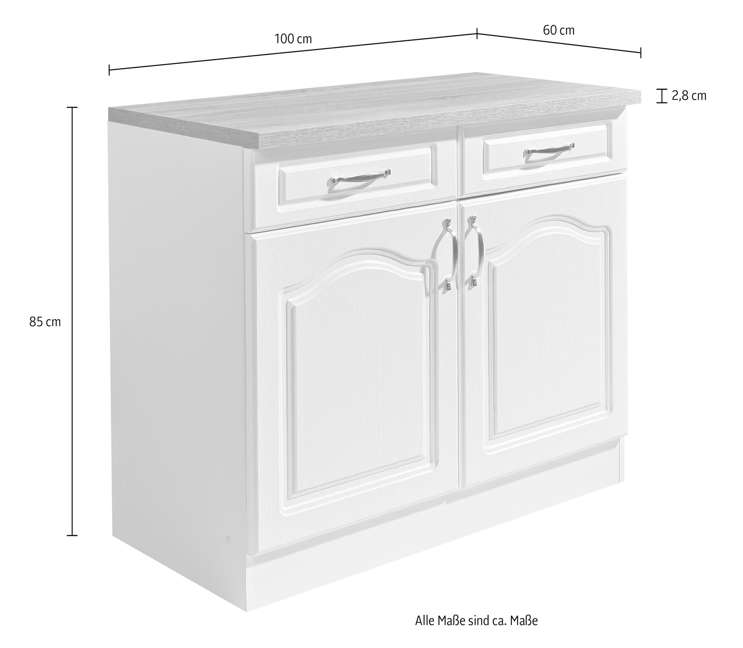 wiho Küchen Armoire basse »Linz« 100 cm de large, style maison de campagne