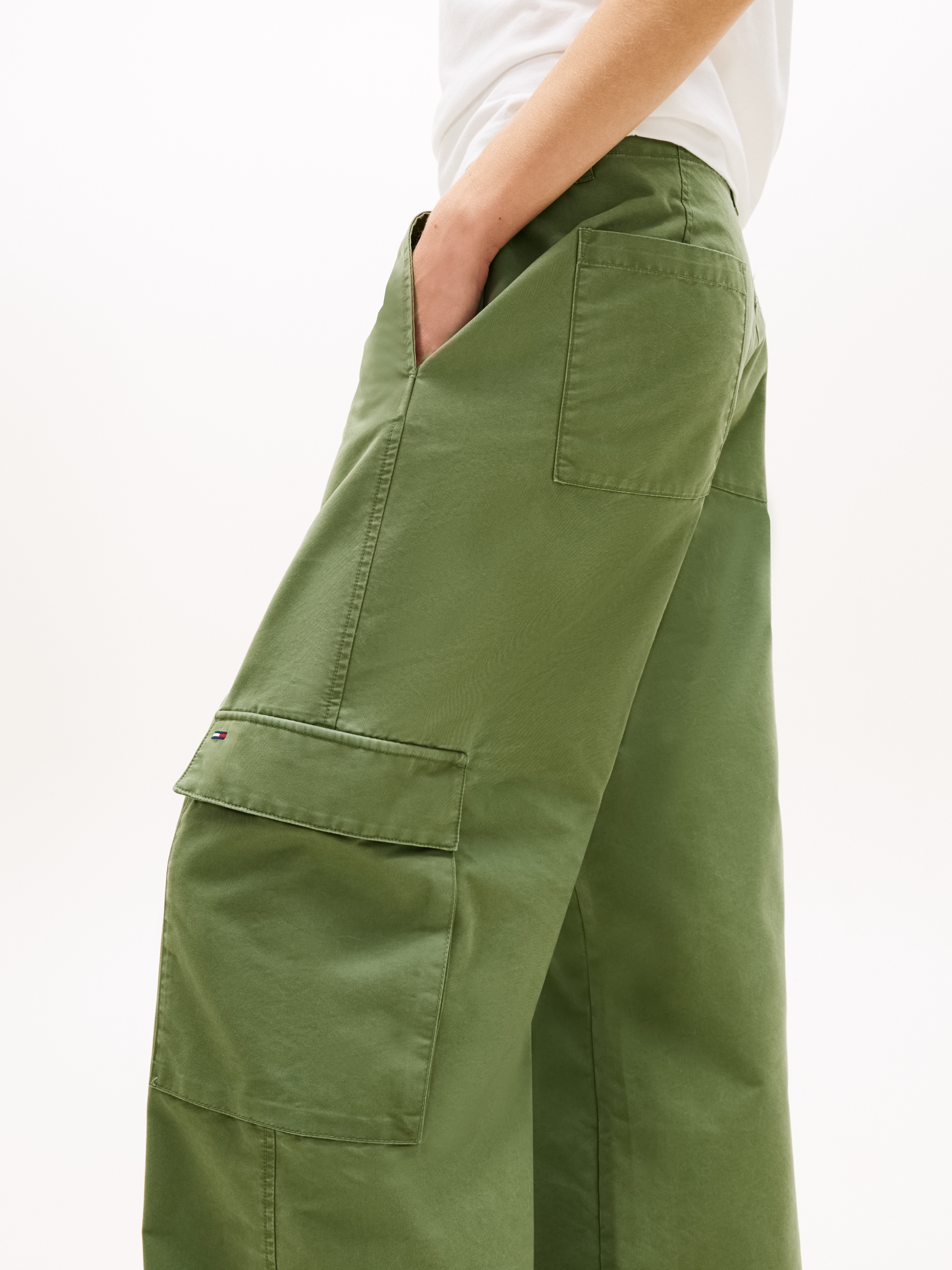 Tommy Jeans Pantalon cargo »TJW LR WIDE STRAIGHT CARGO PANT«  en mélange coton, taille basse