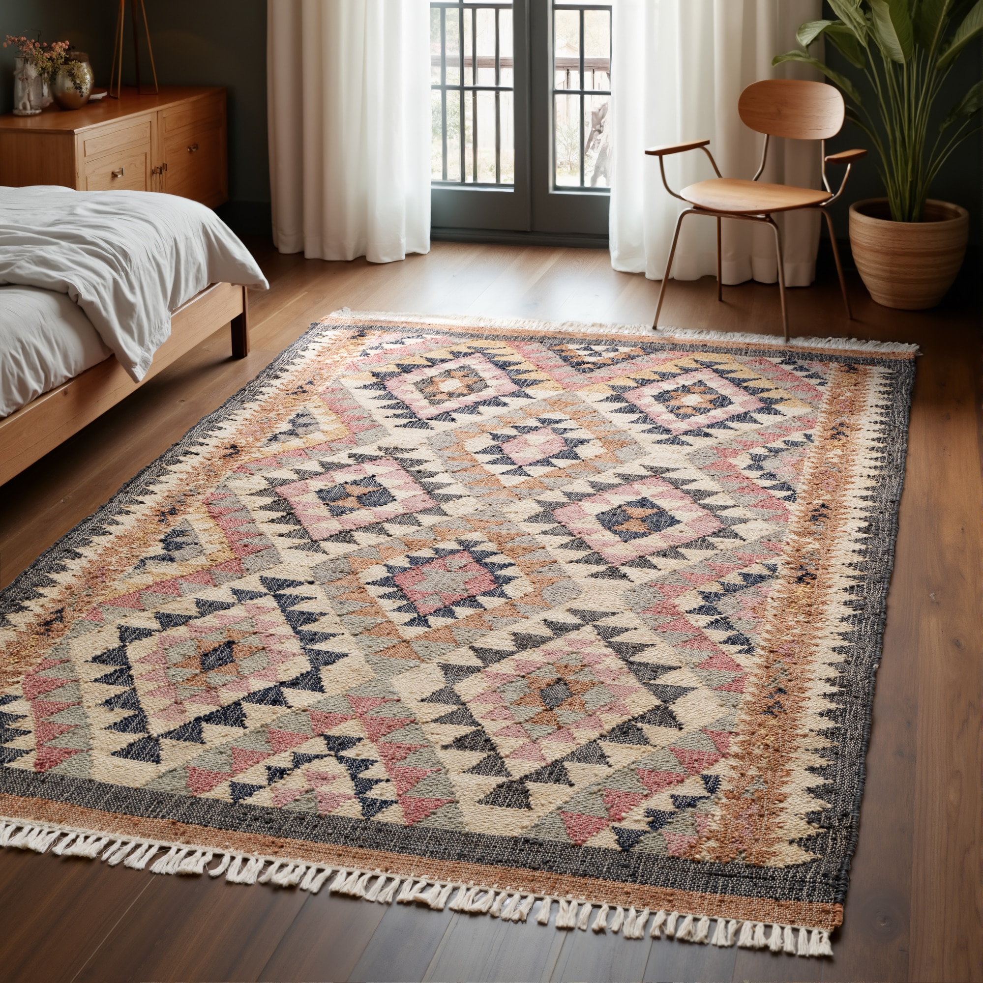 Image of ELLE DECORATION Teppich "Kelim Parsa" rechteckig 3 mm Höhe Jute, Baumwolle, Natur, Handgewebt, Kelim, orientalisch, Boho
