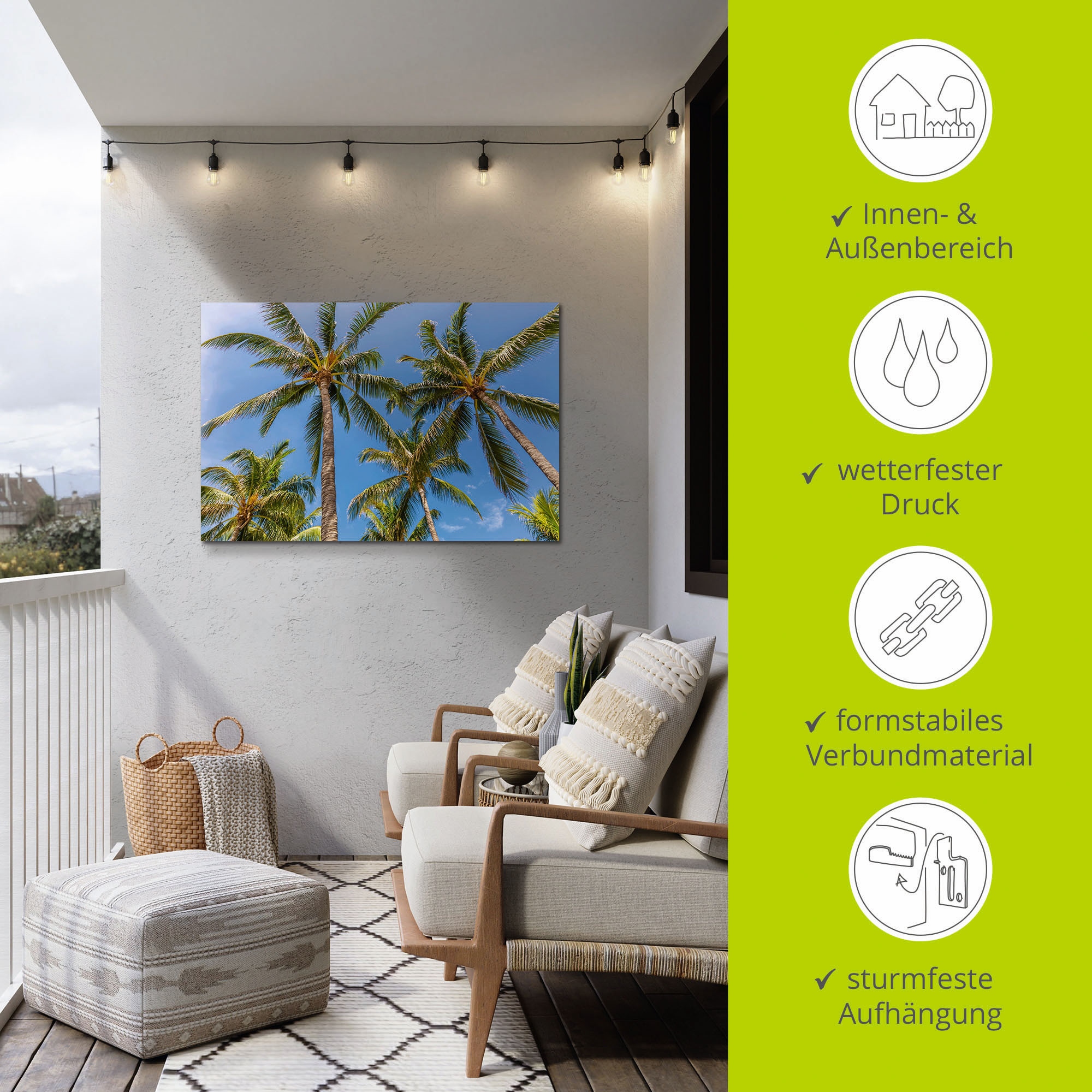 Artland Wandbild »Palmen am Strand«, Strandbilder, (1 St.), als Alubild,  Leinwandbild, Wandaufkleber oder Poster in versch. Grössen jetzt kaufen
