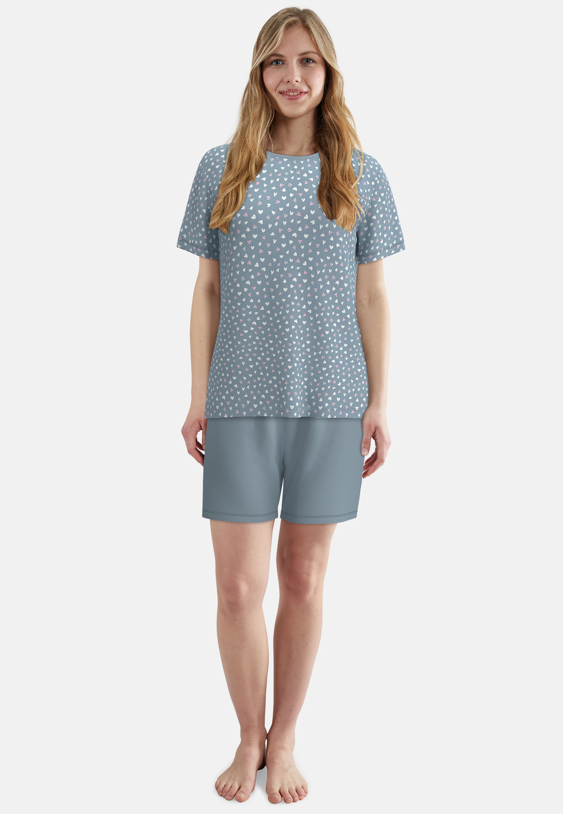 Image of TOM TAILOR Shorty mit Motiv, Rundhalsausschnitt, kurz, Baumwollmix