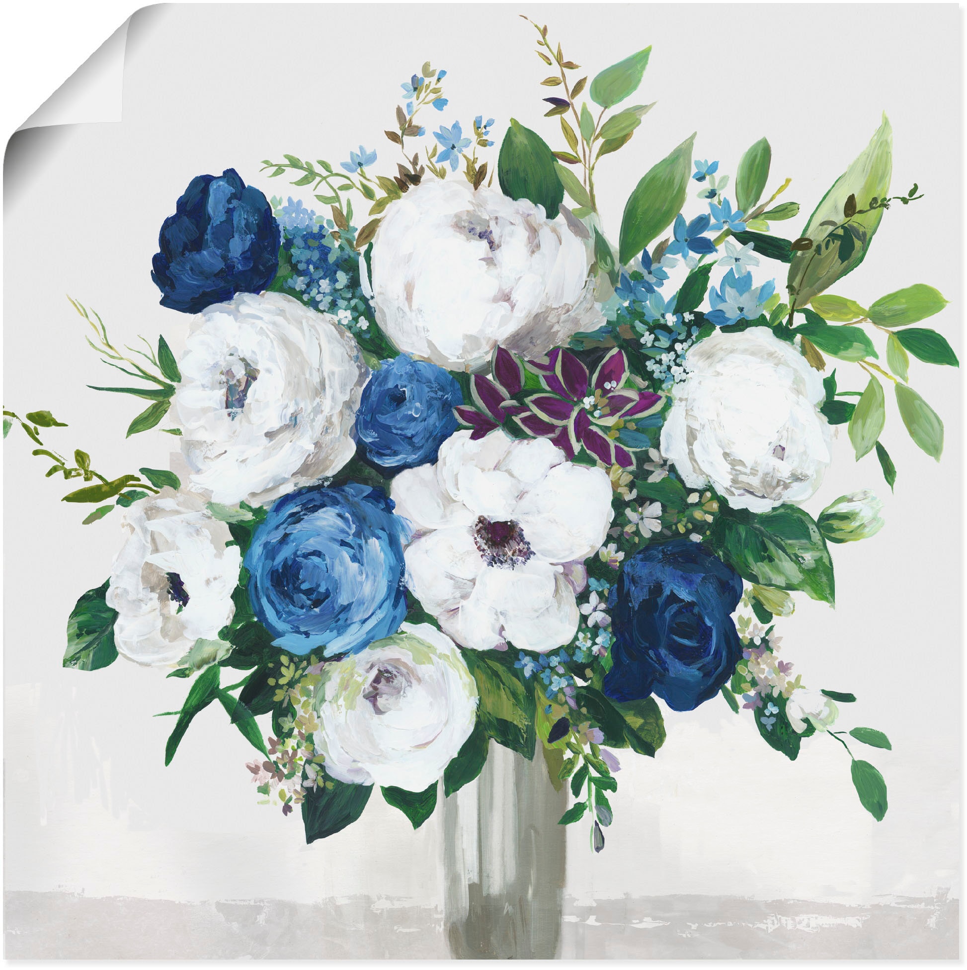 Image of Artland Poster "Weiss-Blaue Symphonie" Blumenbilder 1 Stk. tlg. ohne Rahmen