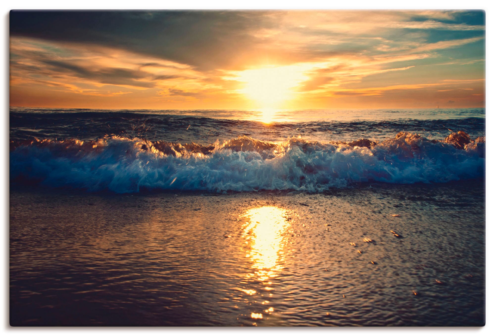 Image of Artland Leinwandbild "Sonnenuntergang am Meer" Gewässer 1 Stk. tlg. auf Holzrahmen gespannt