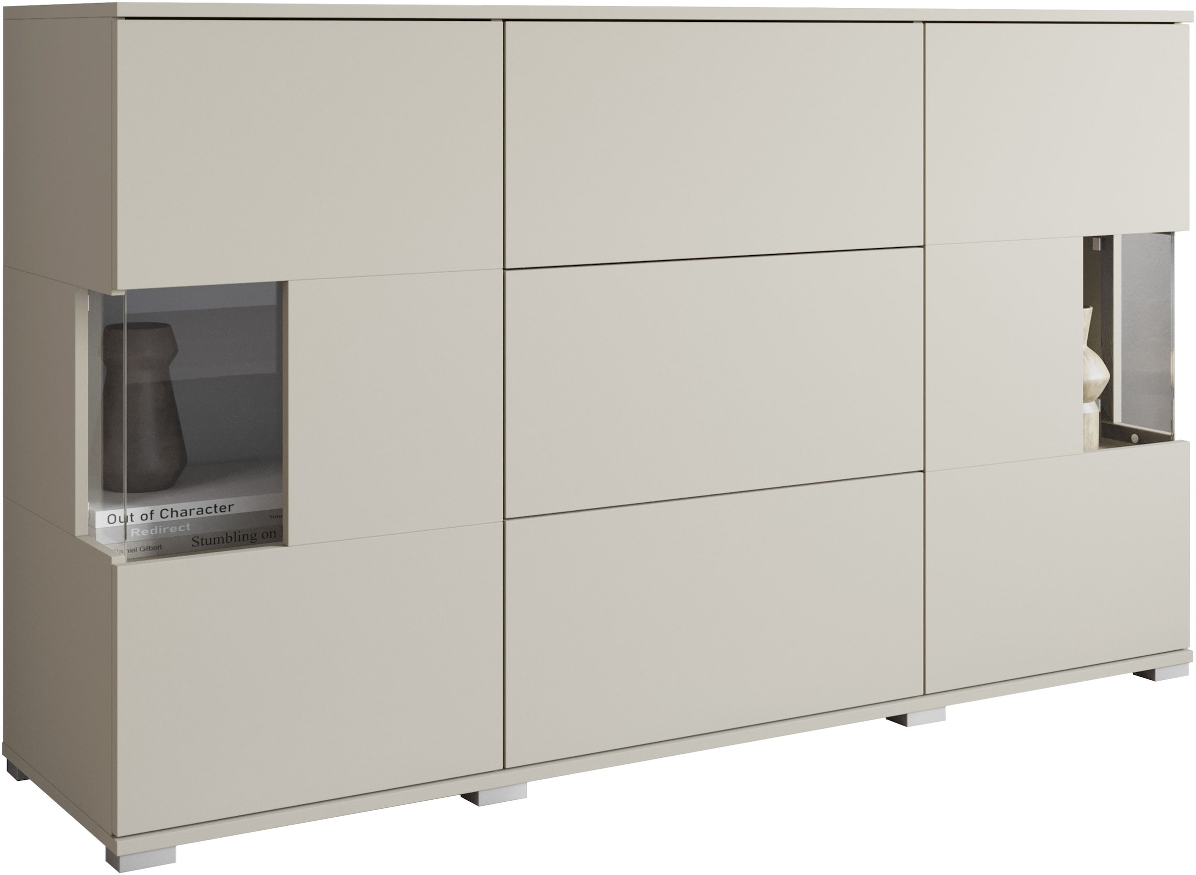 GOODproduct Sideboard »Kenia« 1 Stk. tlg. Sideboard mit 3 Schubladen, 6 Fächern, Glastüren, Breite 150 cm
