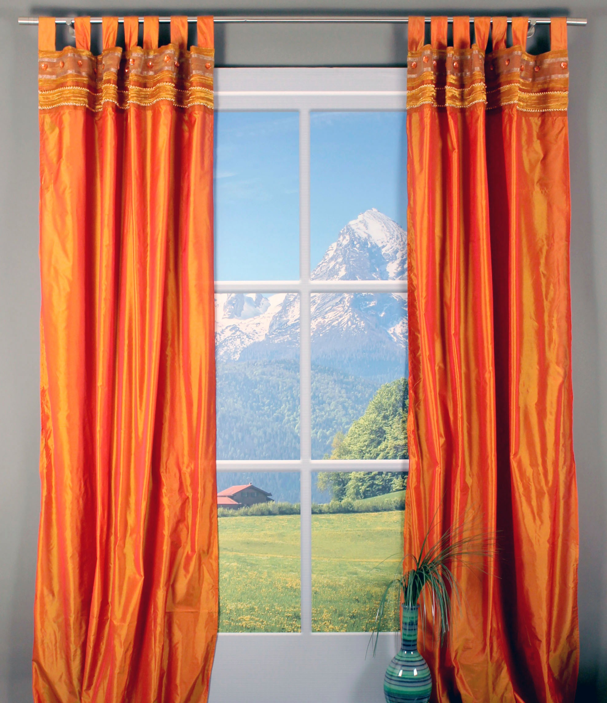 Image of HOSSNER - ART OF HOME DECO Gardine »Thunersee«, (1 St.), Schlaufenschal mit Dekokante bei Ackermann Versand Schweiz