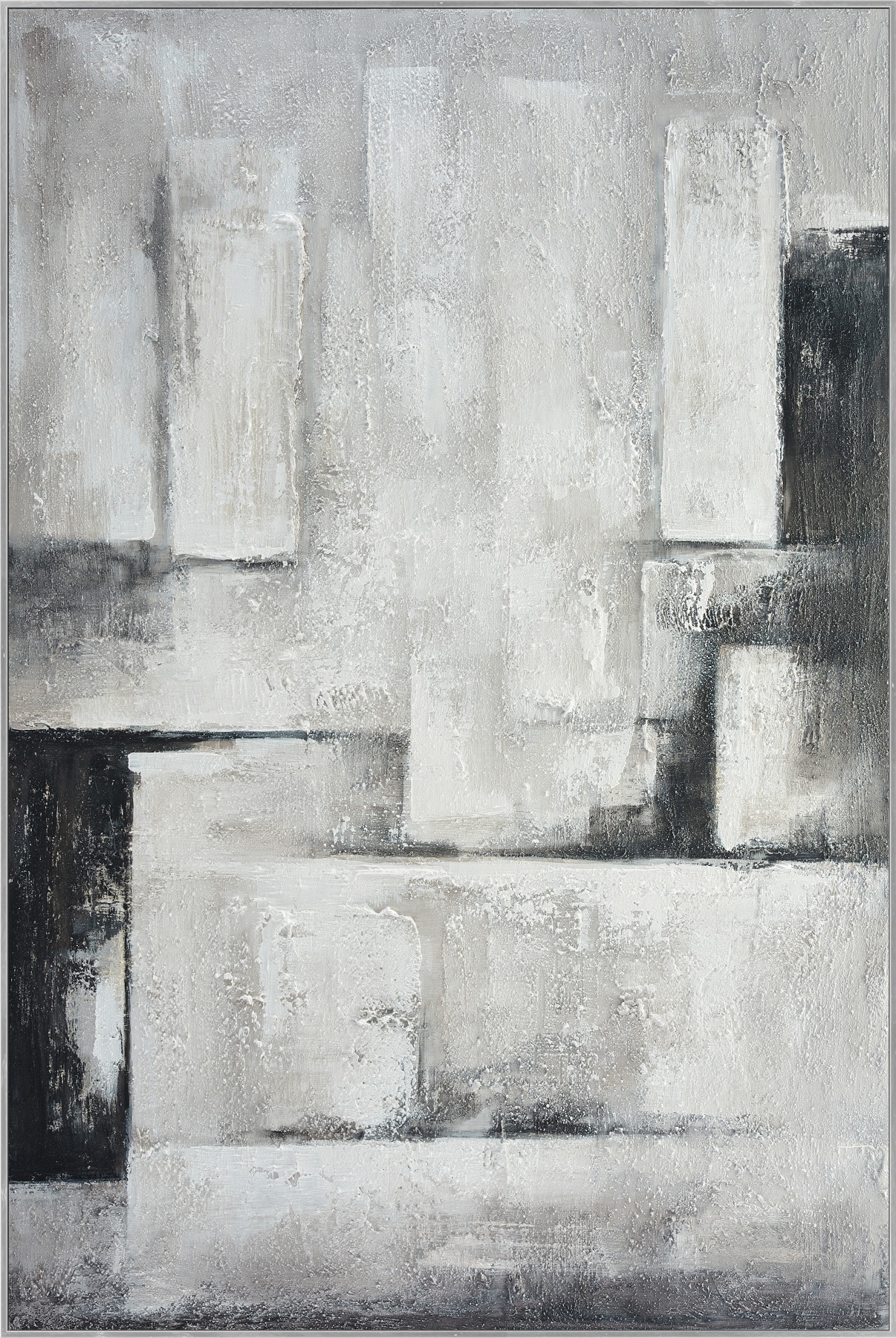 Image of Bönninghoff Ölgemälde "handarbeit gerahmt ABSTRAKT 78x118 cm – Wandbild Deko grau" Abstrakt Formen Gegenstandslos 1 Stk. tlg. handgefertigt, jedes Bild ein Unikat, Schattenfugenrahmen