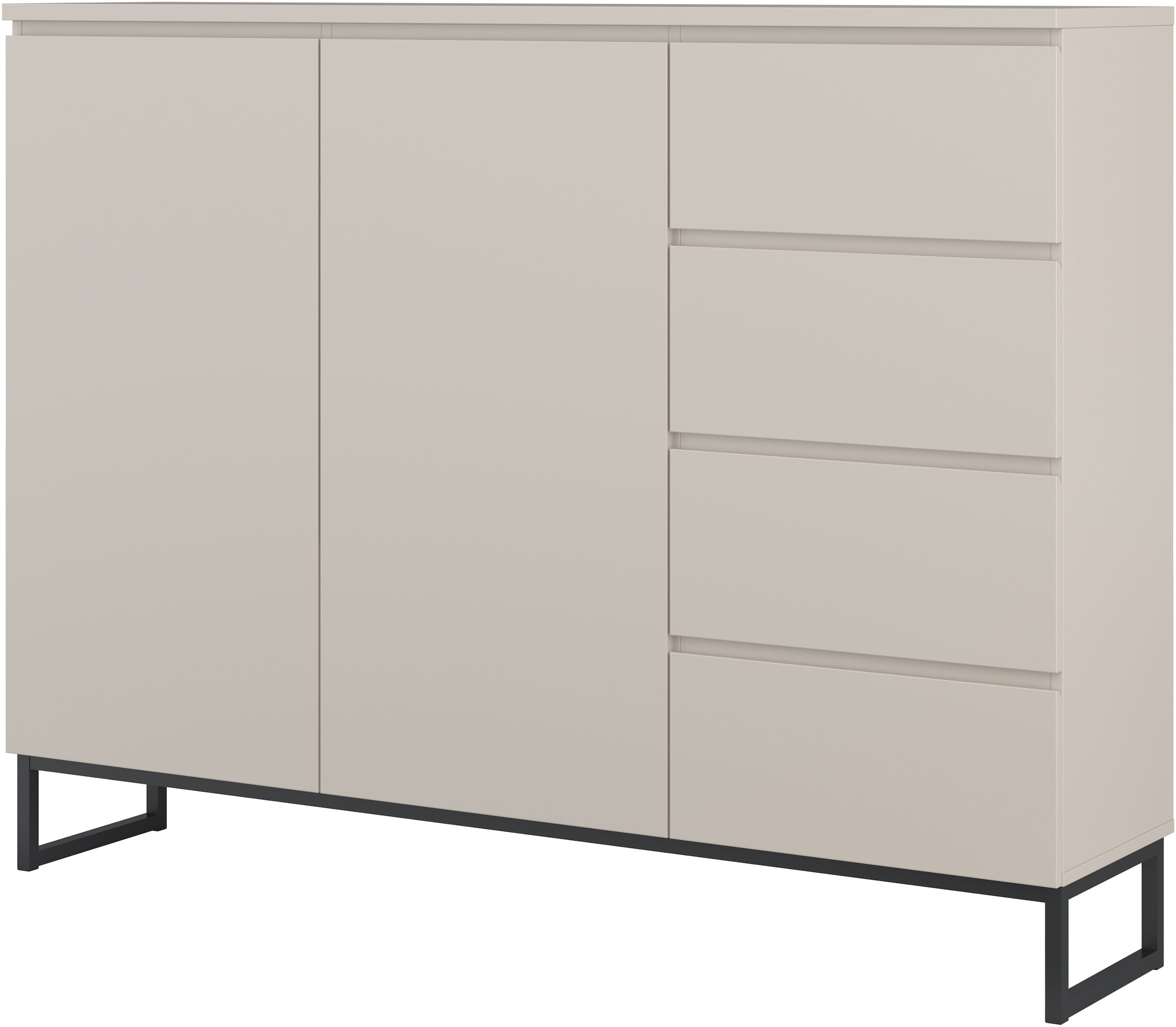 GOODproduct Sideboard »Modo II, Breite 150 cm, moderne grifflose Kommode 2Türen/4 SK« Schubladenschrank viel Stauraum, Einlegeböden verstellbar, Metallkufen