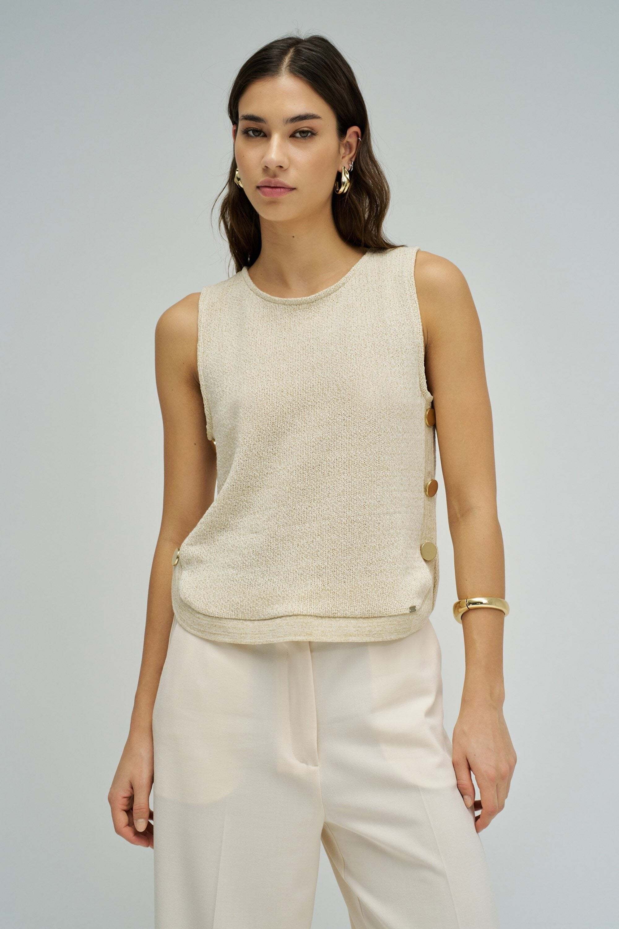 Salsa Tanktop »Salsa Jeans Top Lurex Knit With Buttons«