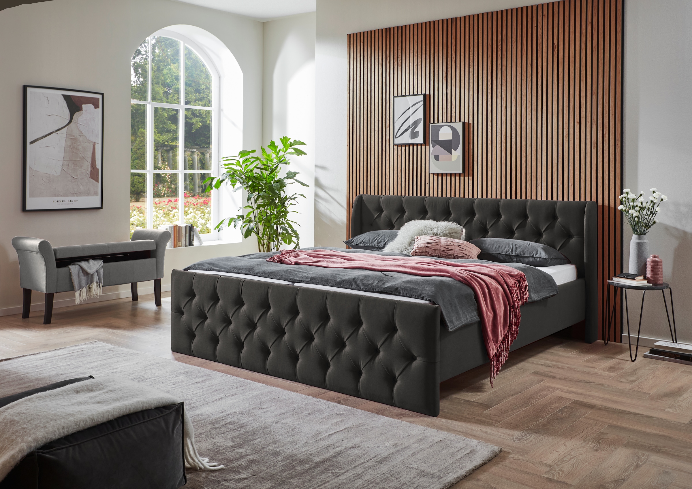 ATLANTIC home collection Bettgestell »TAMINA mit Chesterfieldoptik Kopf- und Fussteil« in zwei Breiten und vier Farben erhältlich