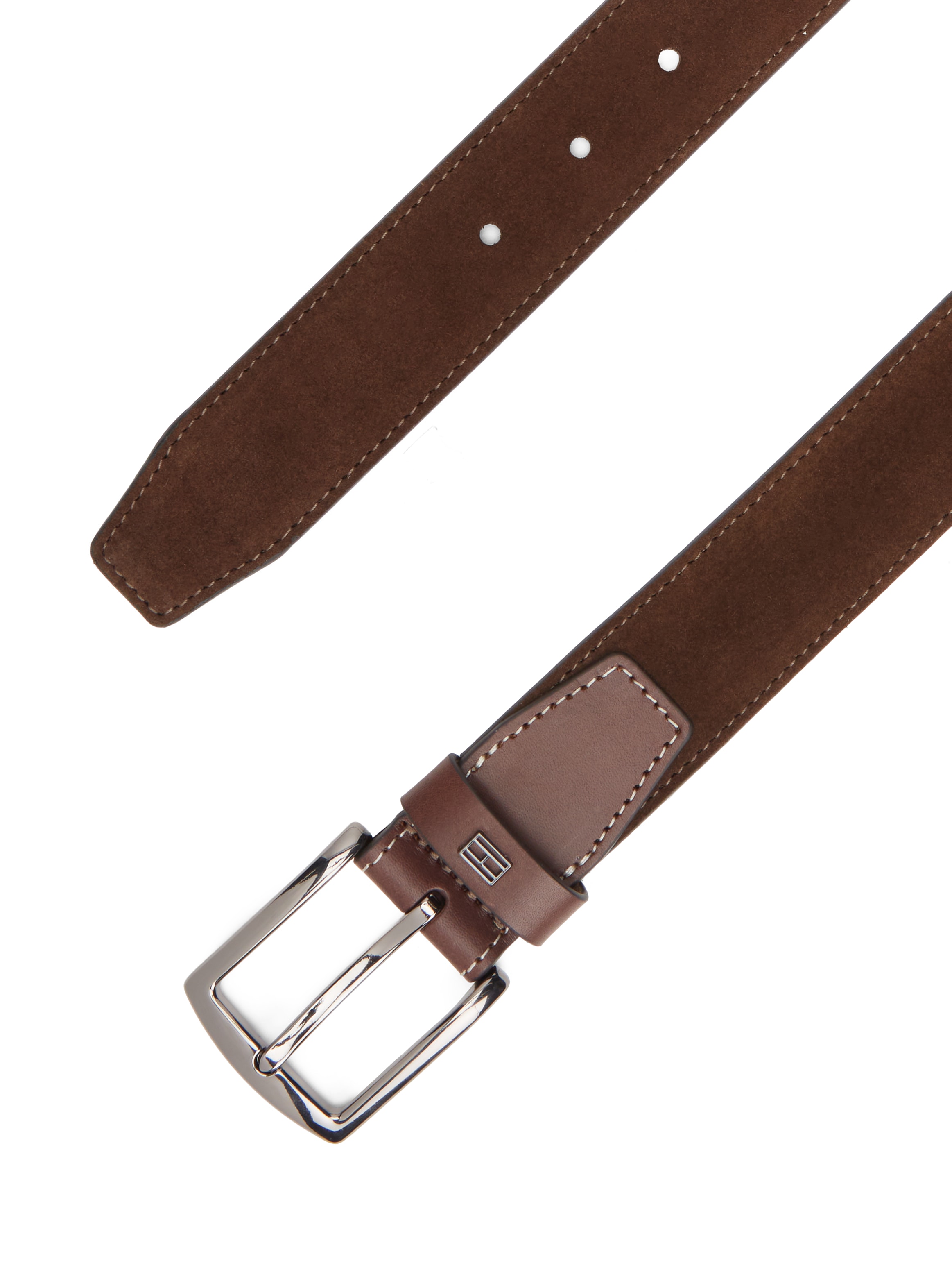 Tommy Hilfiger Ceinture en cuir »DENTON ELEVATED SUEDE 3,5 cm breit« aus Wildleder, kontrastfarbene Ziernähte