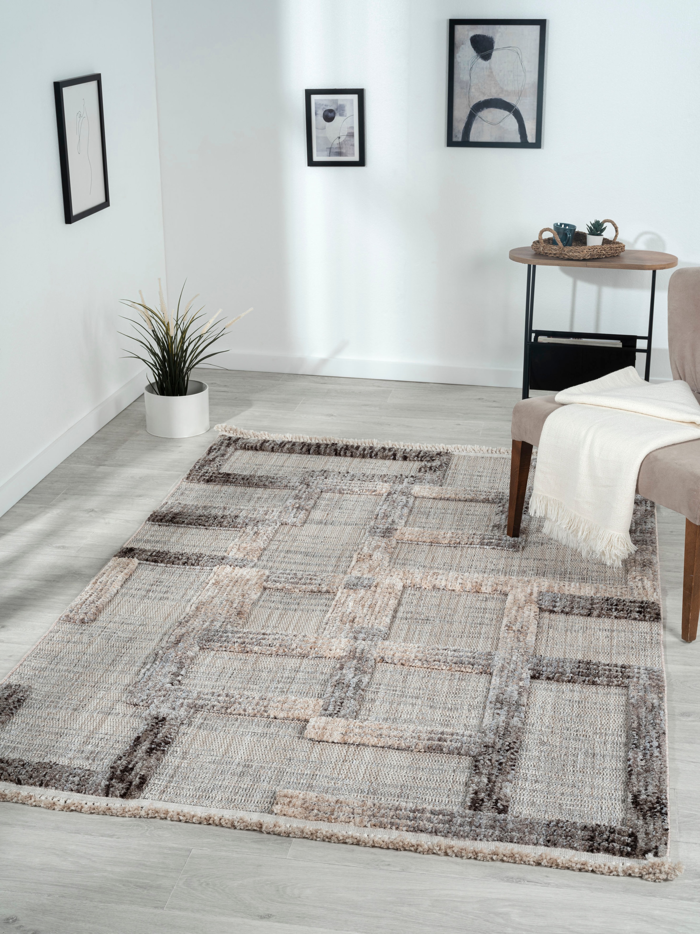 Myflair Möbel & Accessoires Tapis »Balania« Rectangulaire 15 mm Höhe Kurzflor, mit Hoch-Tief Effekt, besonders weich durch Microfaser