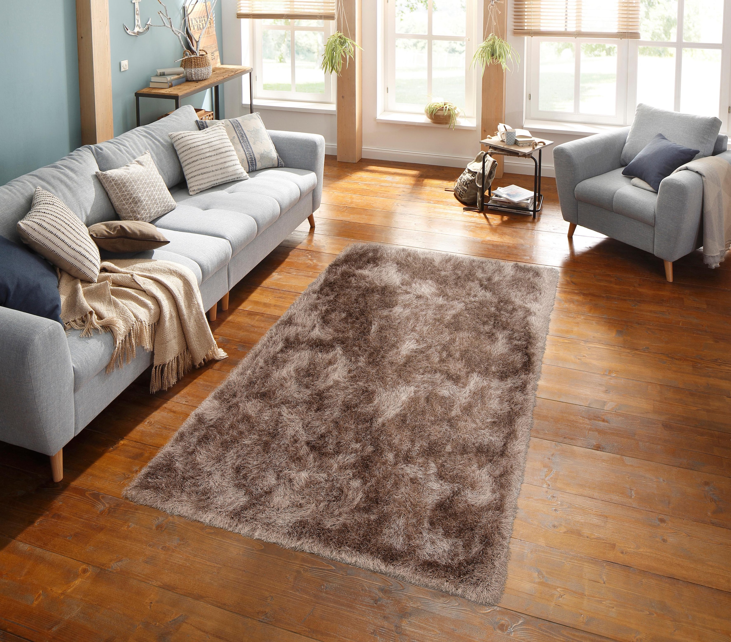 merinos Hochflor-Teppich »Glossy 411«, rechteckig, besonders weich,  Microfaser, Langfor Teppich, Wohnzimmer, Schlafzimmer jetzt kaufen