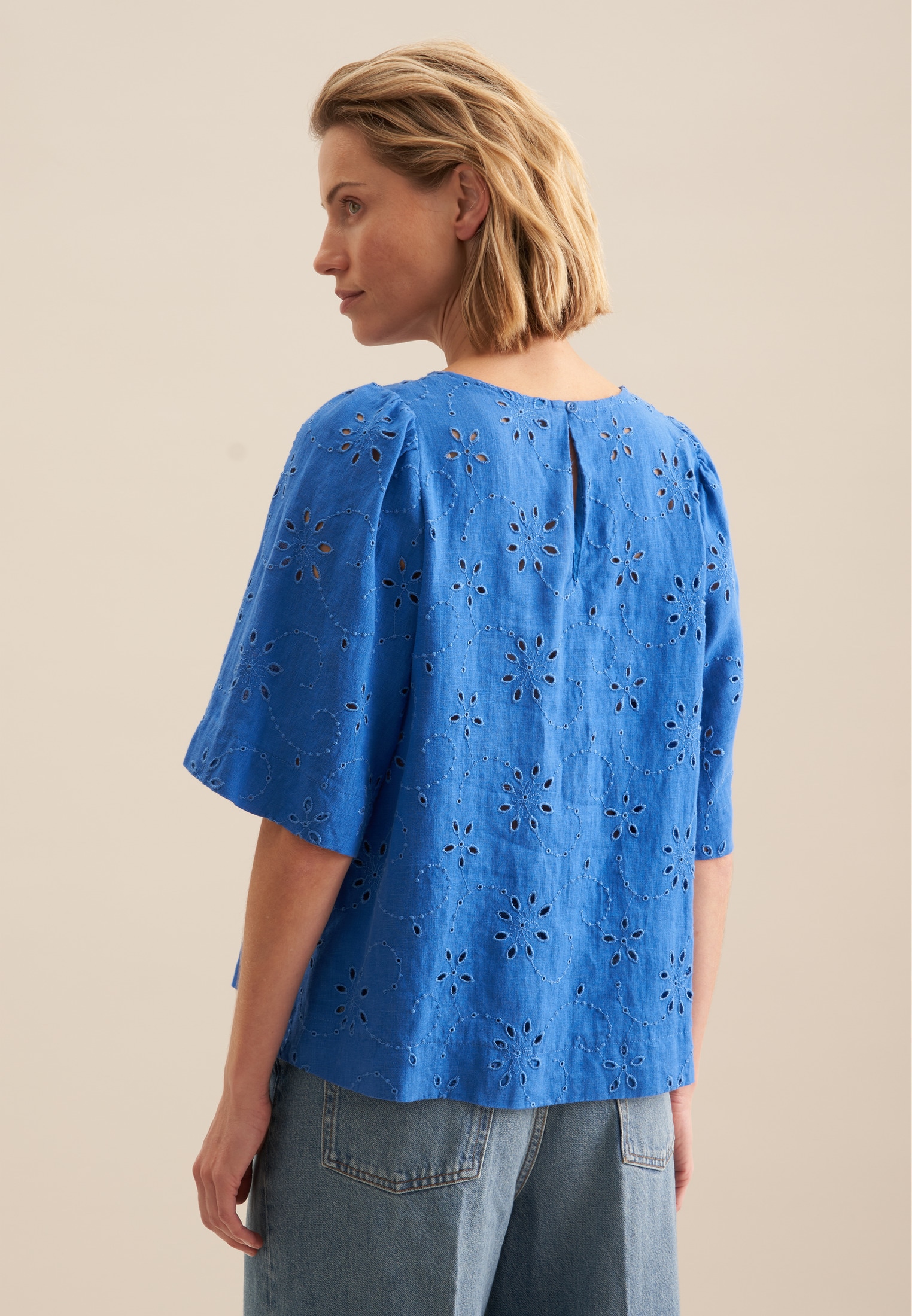 seidensticker Shirtbluse »Schwarze Rose« 1/2 Rundhals Stickerei