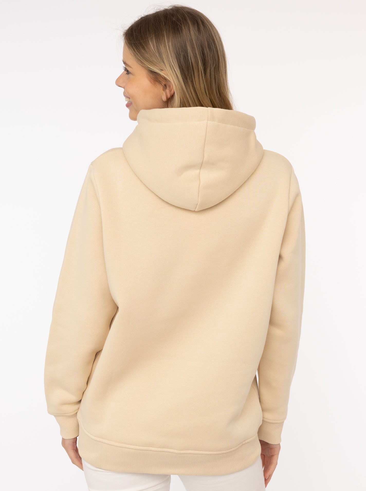 Zwillingsherz Sweatshirt, mit Kapuze und "Think positiv" Aufstick in Neonfarben