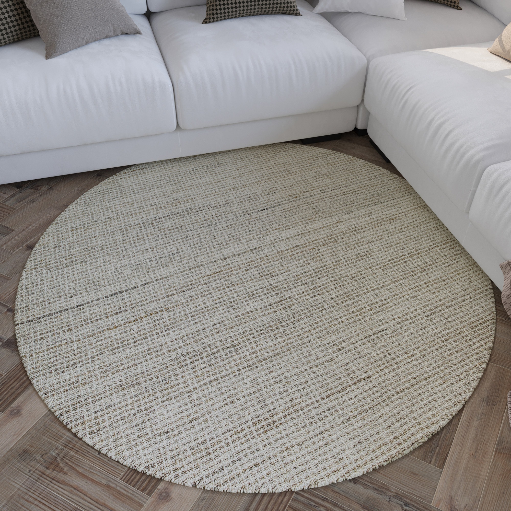 Image of Wecon home Teppich "Hamptons FOURTEEN" rund 10 mm Höhe Fasermix, Kurzflor, Wohnzimmer, Schlafzimmer, elegant, Karo-Muster