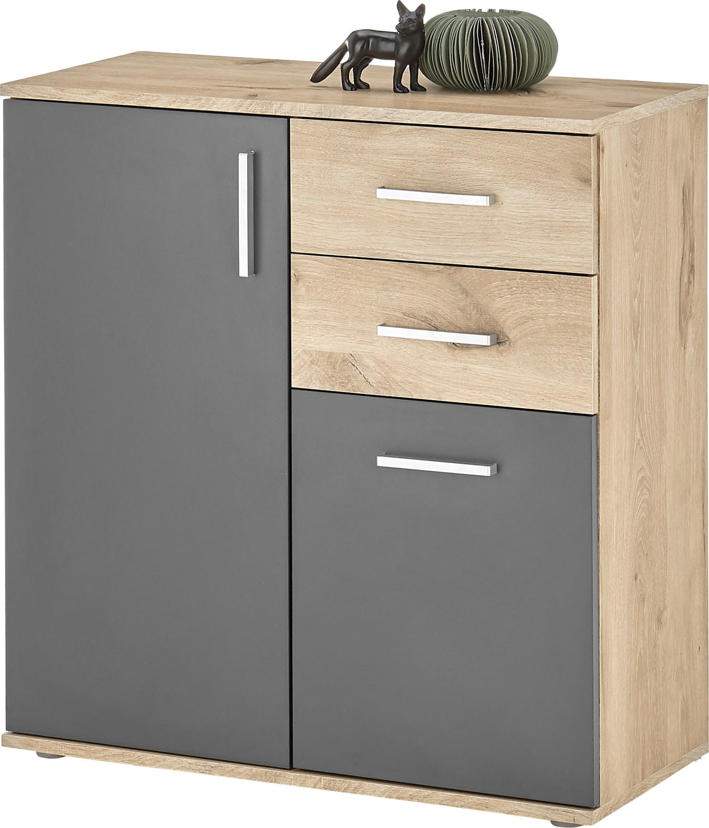 Image of HBZ Kommode "BC-Drift-2, Universalschrank Stellmass BxHxT 80x84x35 cm" 1 Stk. tlg. Kommode mit 2 Türen, 2 Schubkästen, 1 Einlegeboden