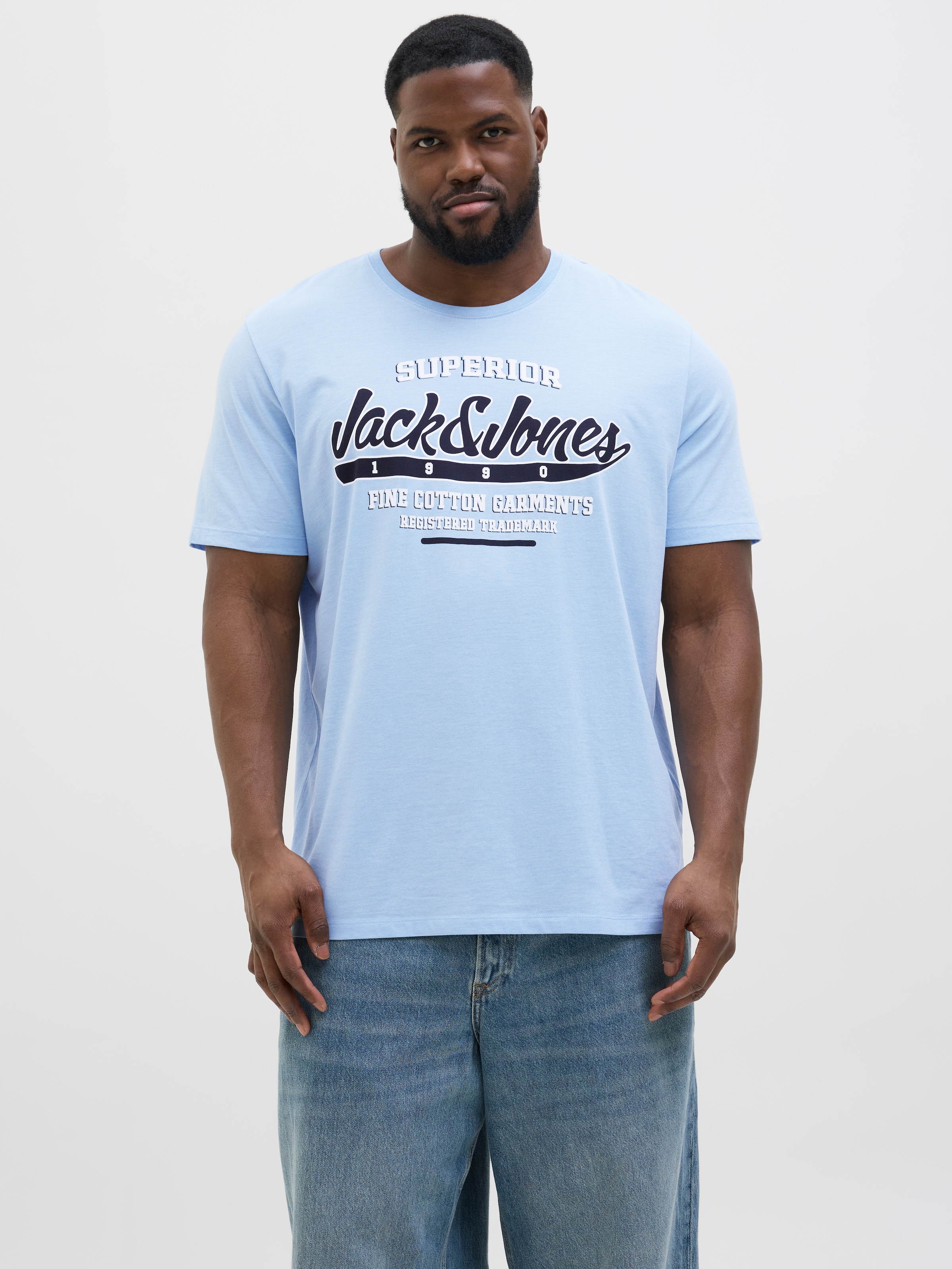 Jack & Jones PlusSize T-Shirt »JJELOGO TEE SS O-NECK 2 COL AW24 S PLS«, mit Frontprint
