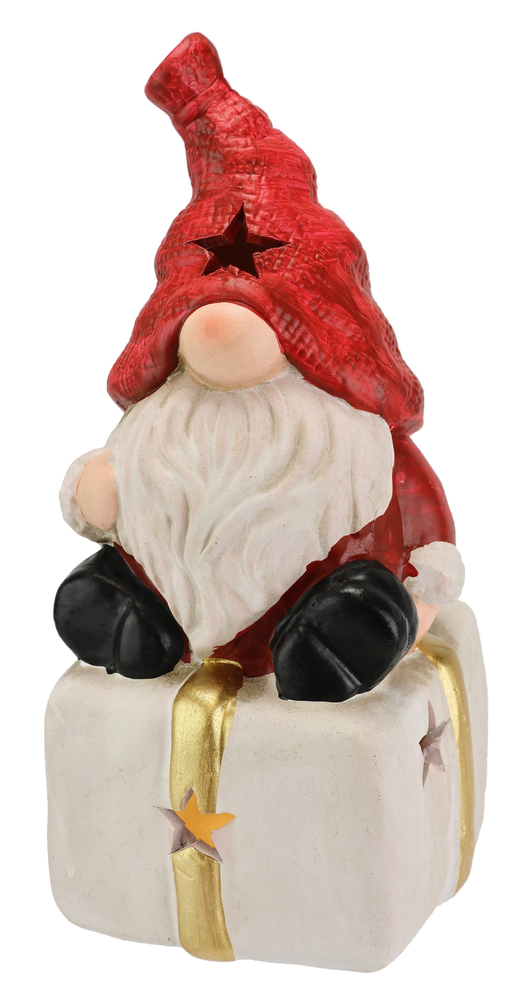 Image of I.GE.A. Dekofigur "Wichtel auf Geschenk" Mit LED-Licht Deko Weihnachtsdeko Leuchtfigur Statue Skulptur