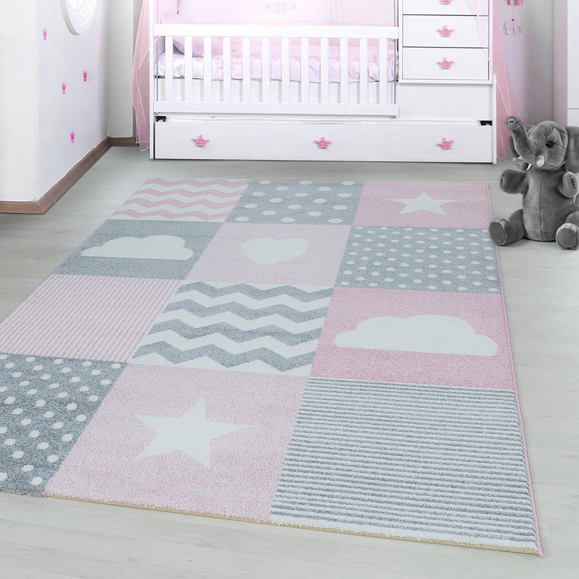 Image of Ayyildiz Teppiche Kinderteppich "Kids 620" rechteckig 12 mm Höhe auch in rund, Kurzflor, Sterne Wolken