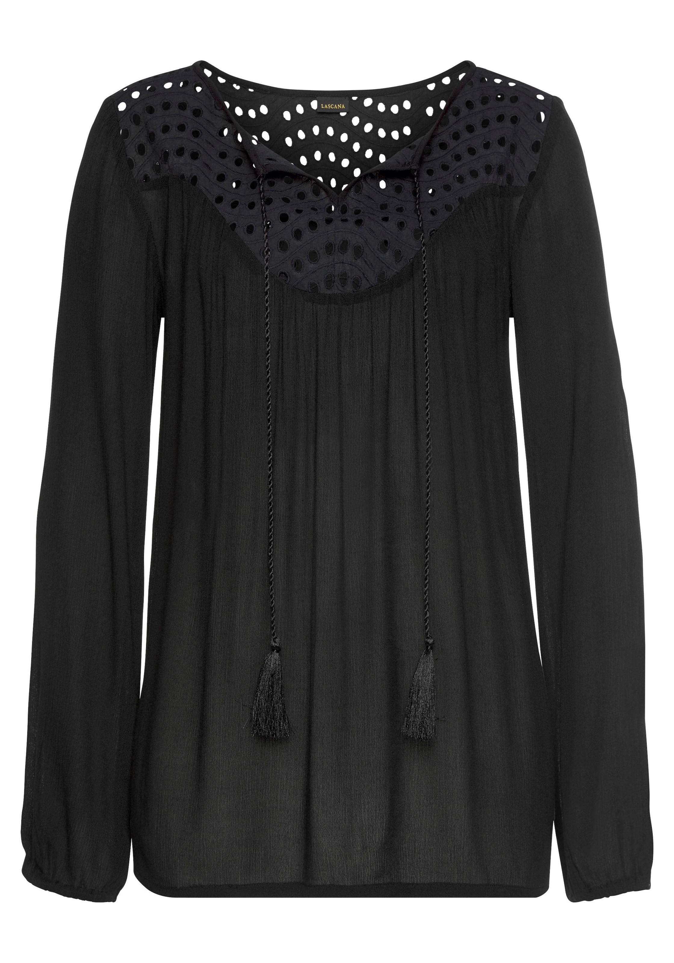 Image of LASCANA Crepebluse, mit Lochstickerei bei Ackermann Versand Schweiz