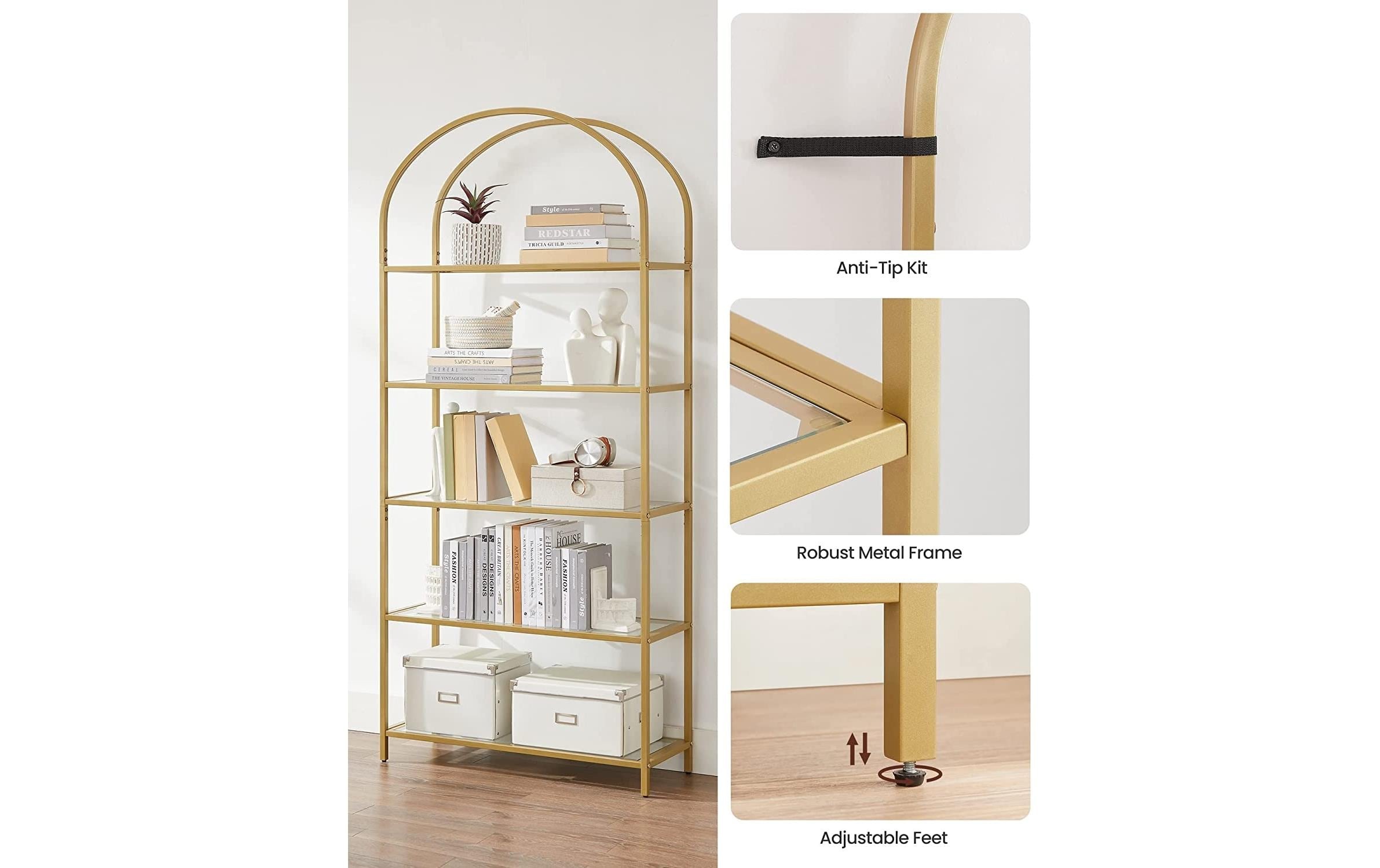 VASAGLE Regal »30.2 x 83 x 1 cm, Goldfarben«