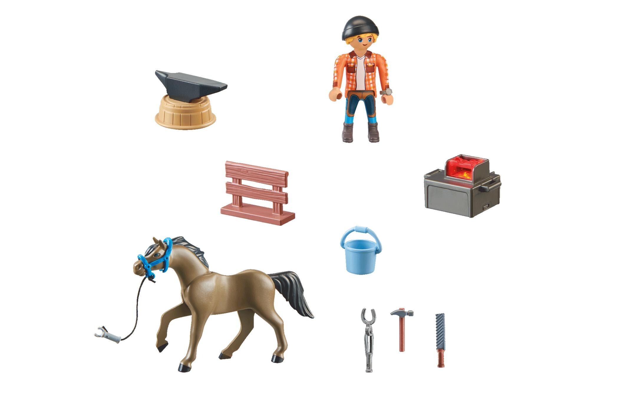 Playmobil® Spielbausteine »Horses of Waterfall Hufschmied Ben & Achilles 71357«