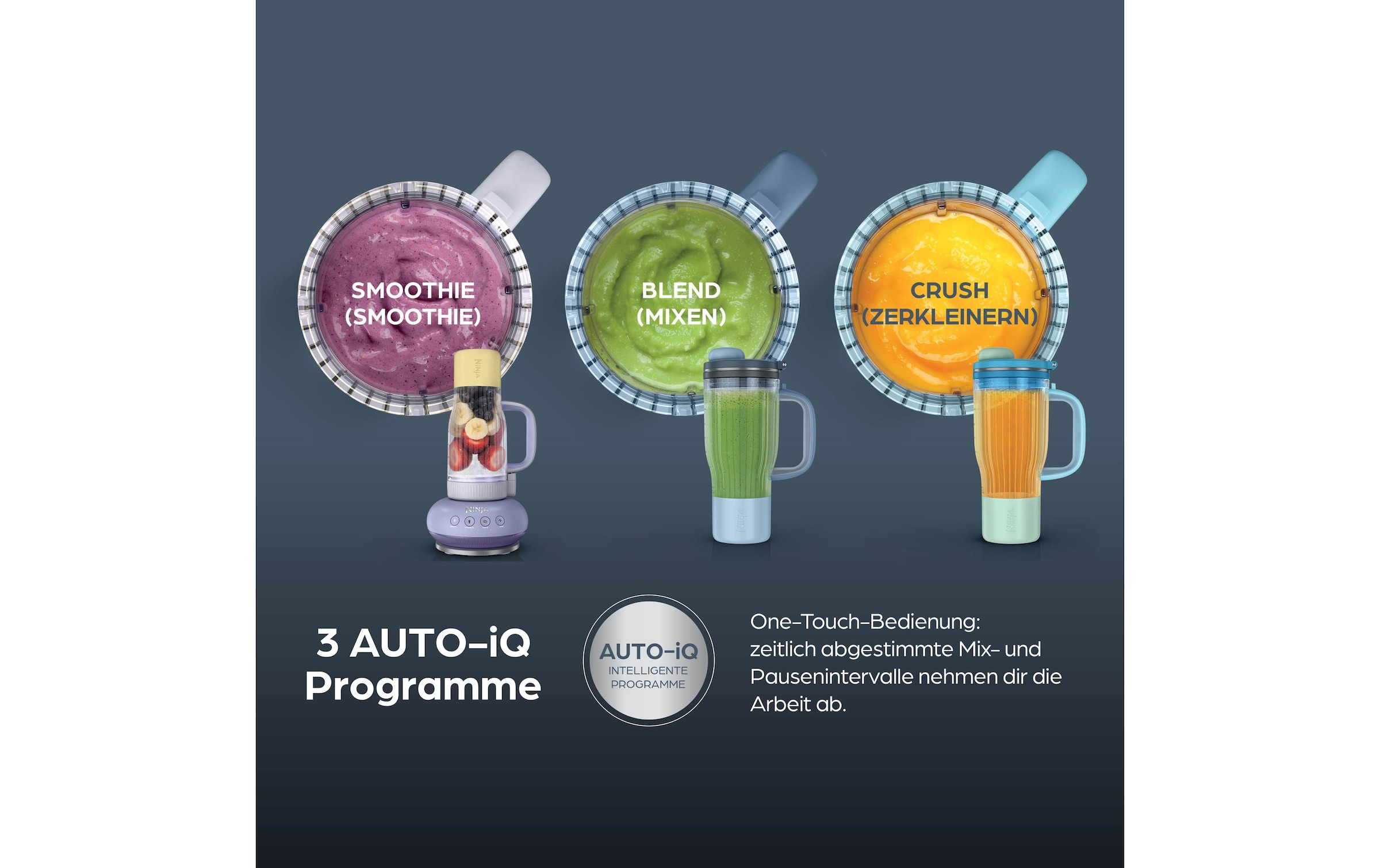 NINJA Zerkleinerer »BlendBoss To-Go-Becher-Mixer - stone/mint DB351EUST« 1100 W Auto-iQ-Technologie, Zerkleinert alles eiskalt-  sogar  tiefgefrorenes