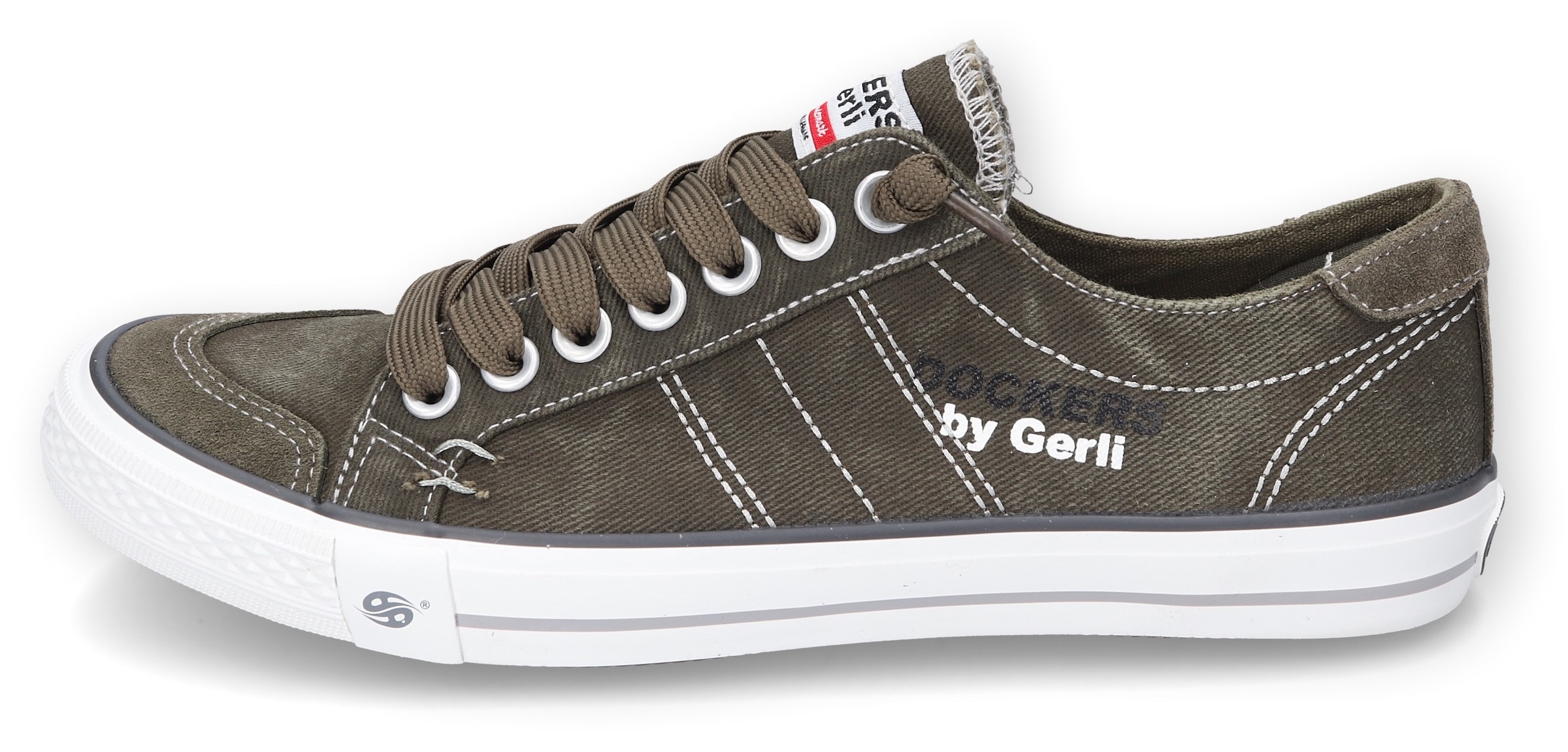 Dockers by Gerli Slip-On Sneaker  , Freizeitschuh, Retro Sneaker, Fake Schnürung, in cooler Jeansoptik